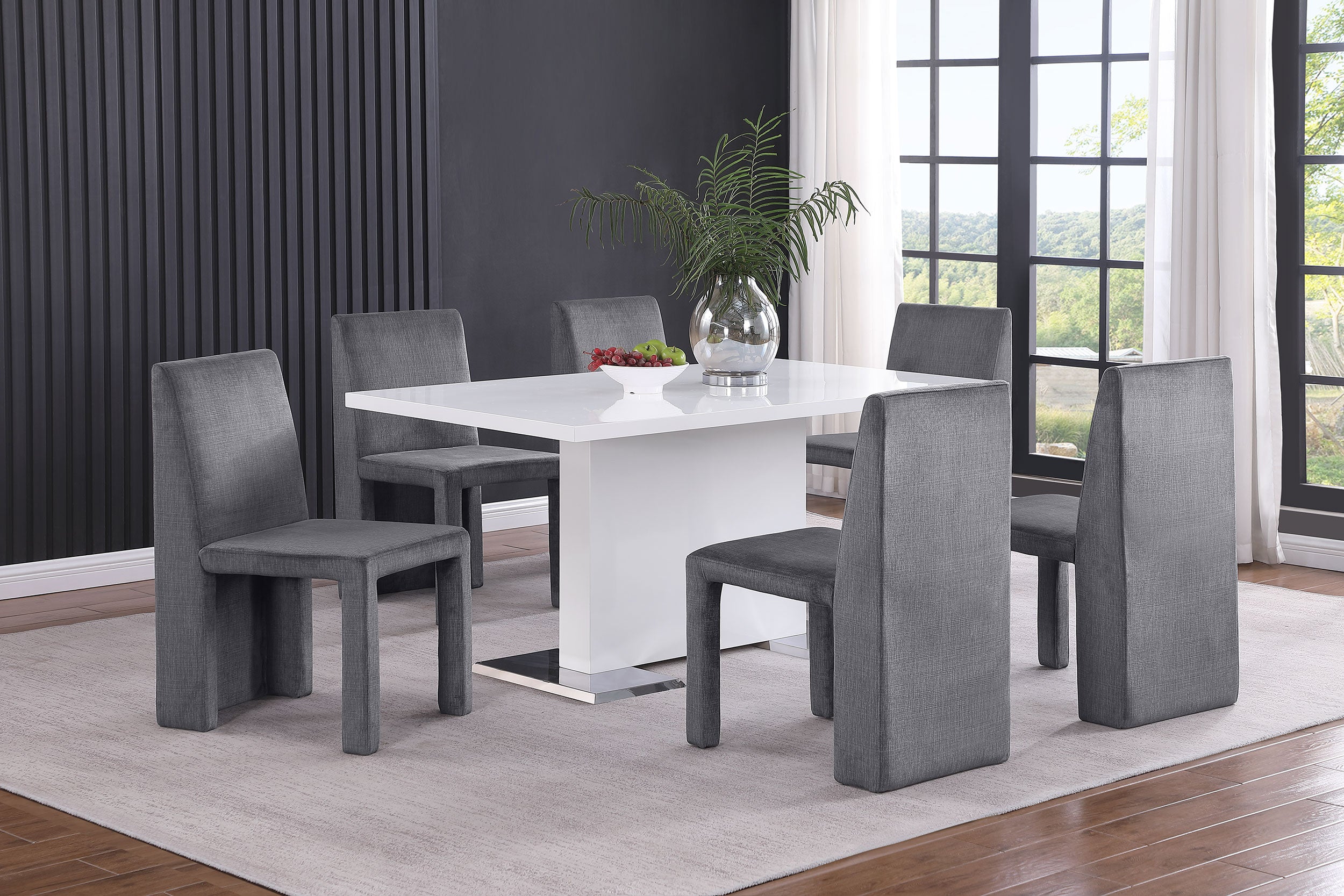 Tordera Velvet Upholstered Dining Side Chair Grey (Set of 2)-
