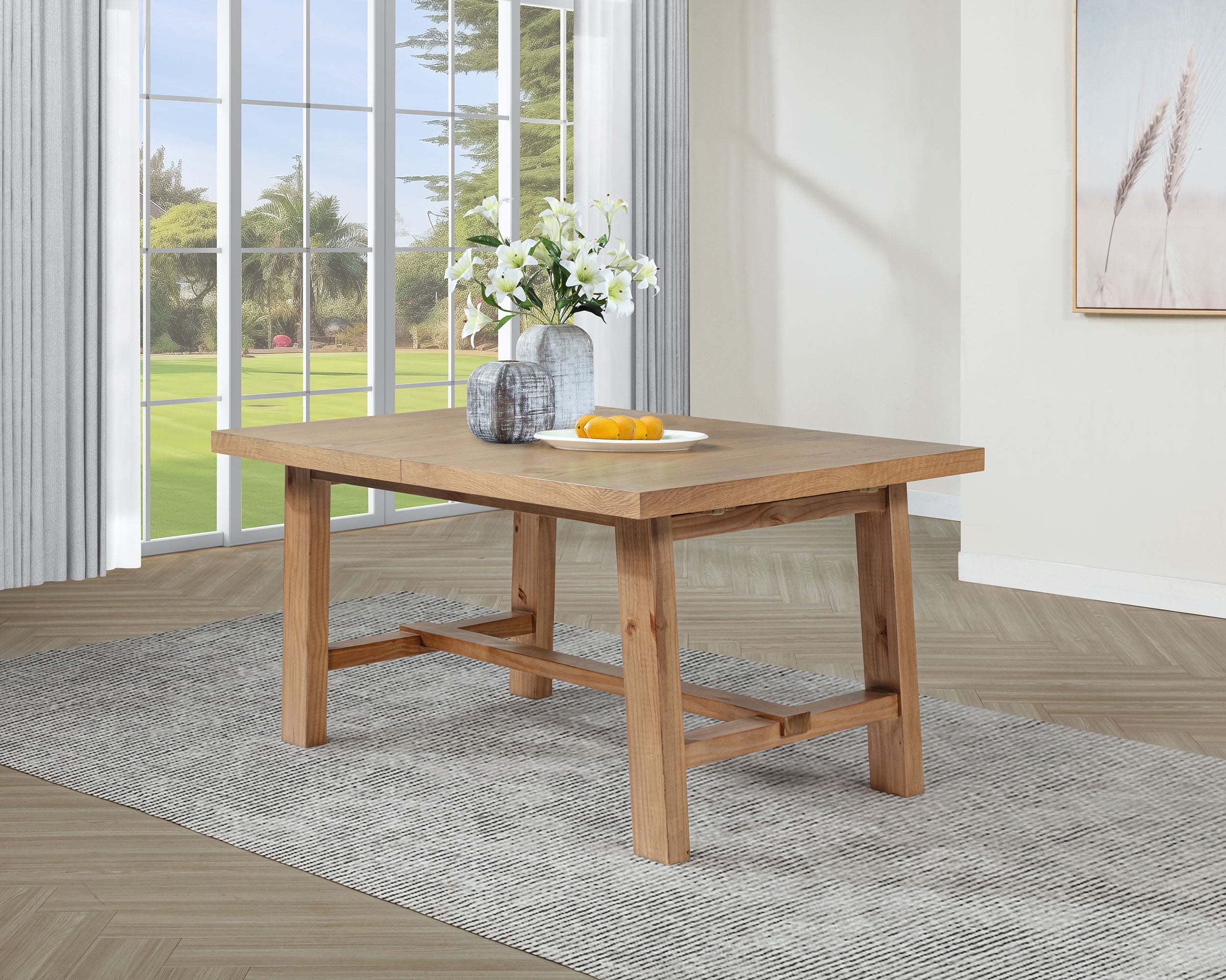 Middleton 76-inch Extension Leaf Dining Table Natural Brown-