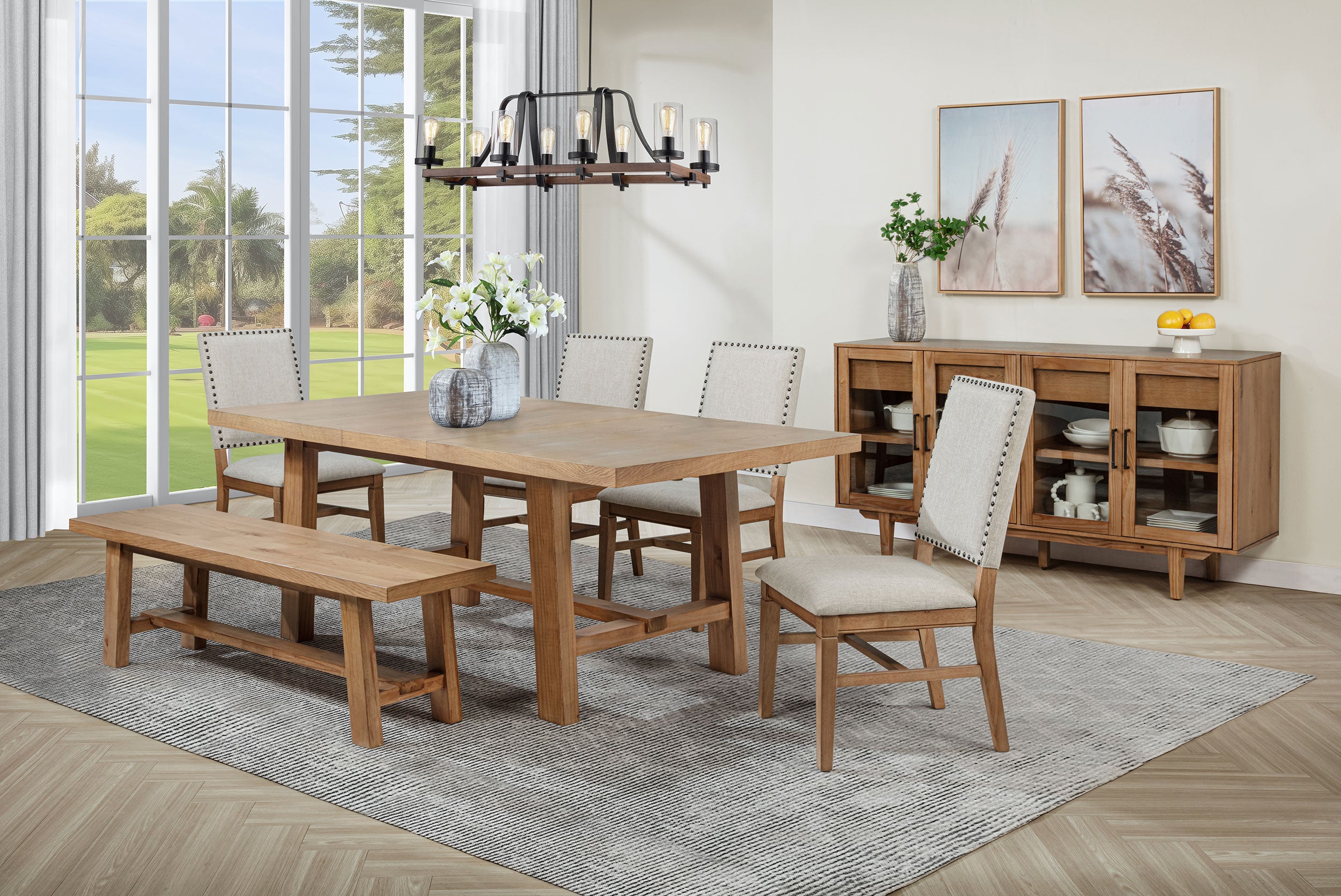 Middleton 76-inch Extension Leaf Dining Table Natural Brown-