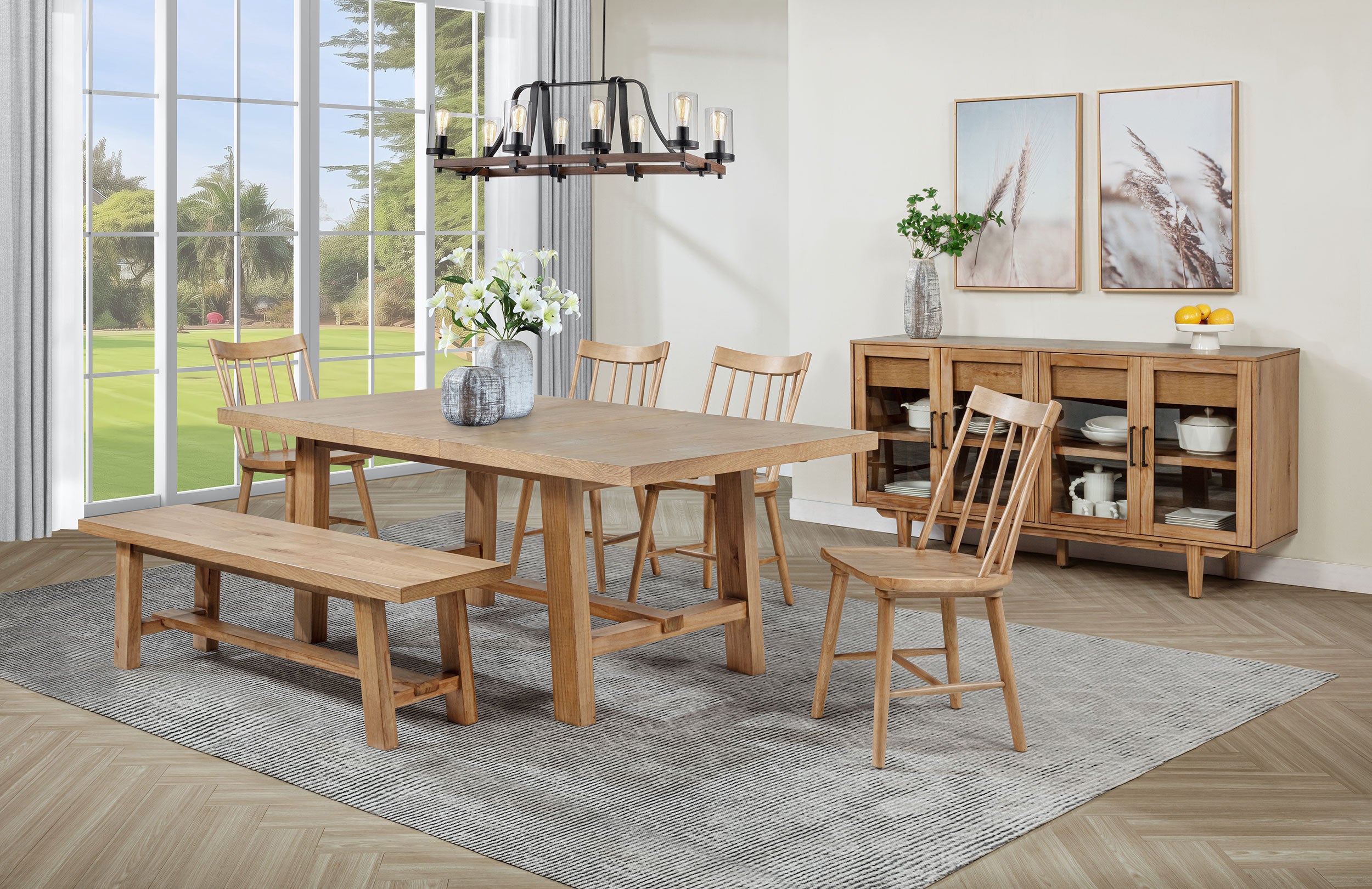 Middleton 76-inch Extension Leaf Dining Table Natural Brown-