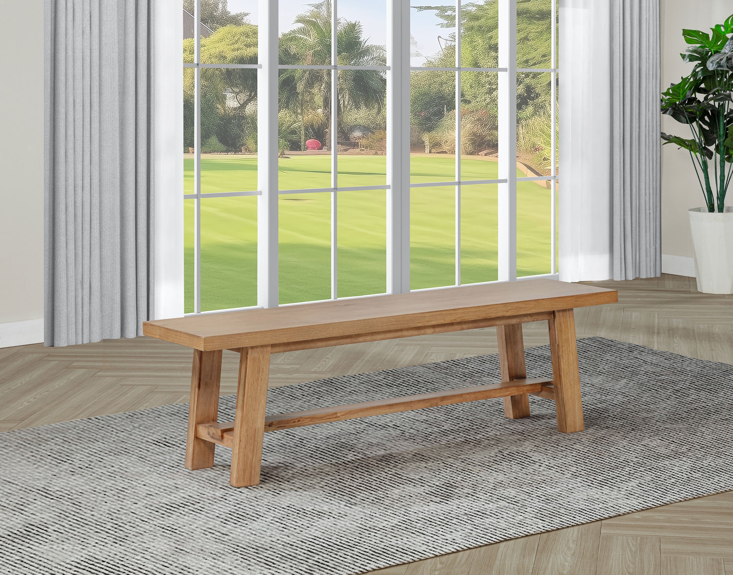 Middleton 60-inch Wood Backless Dining Bench Natural Brown-
