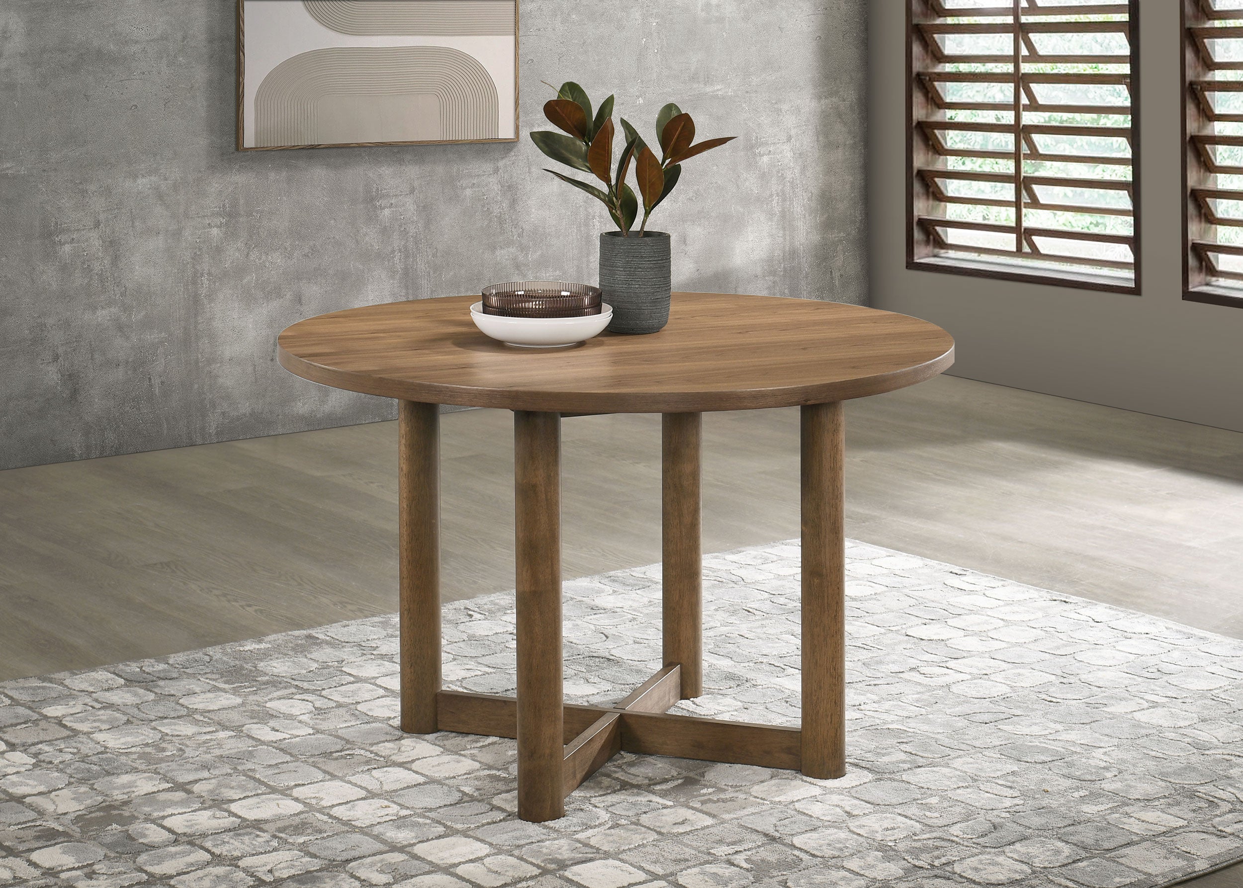 Crestmore 46-inch Round Wood Dining Table Walnut-