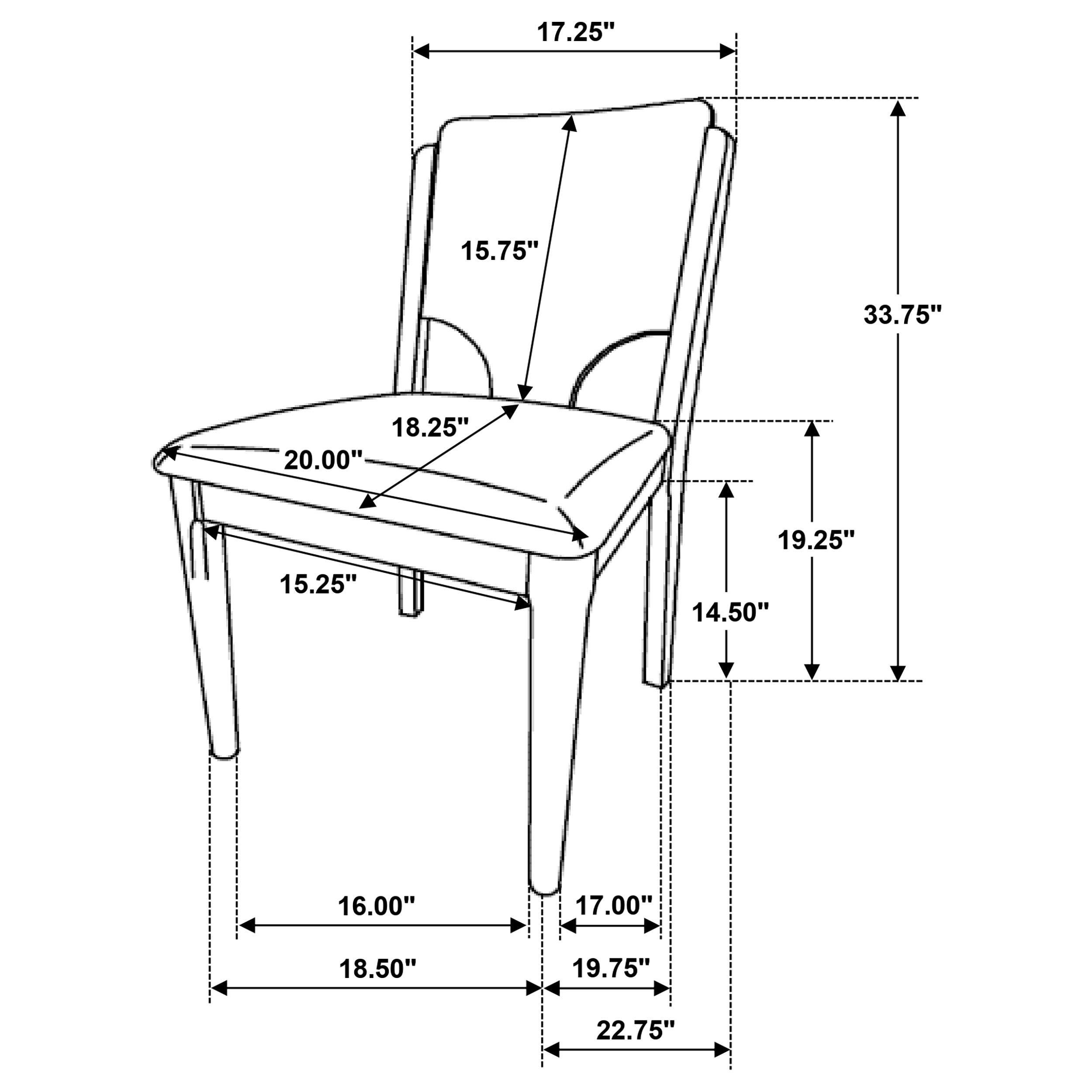 Crestmore Dining Chair Upholstered Seat Walnut (Set of 2)-