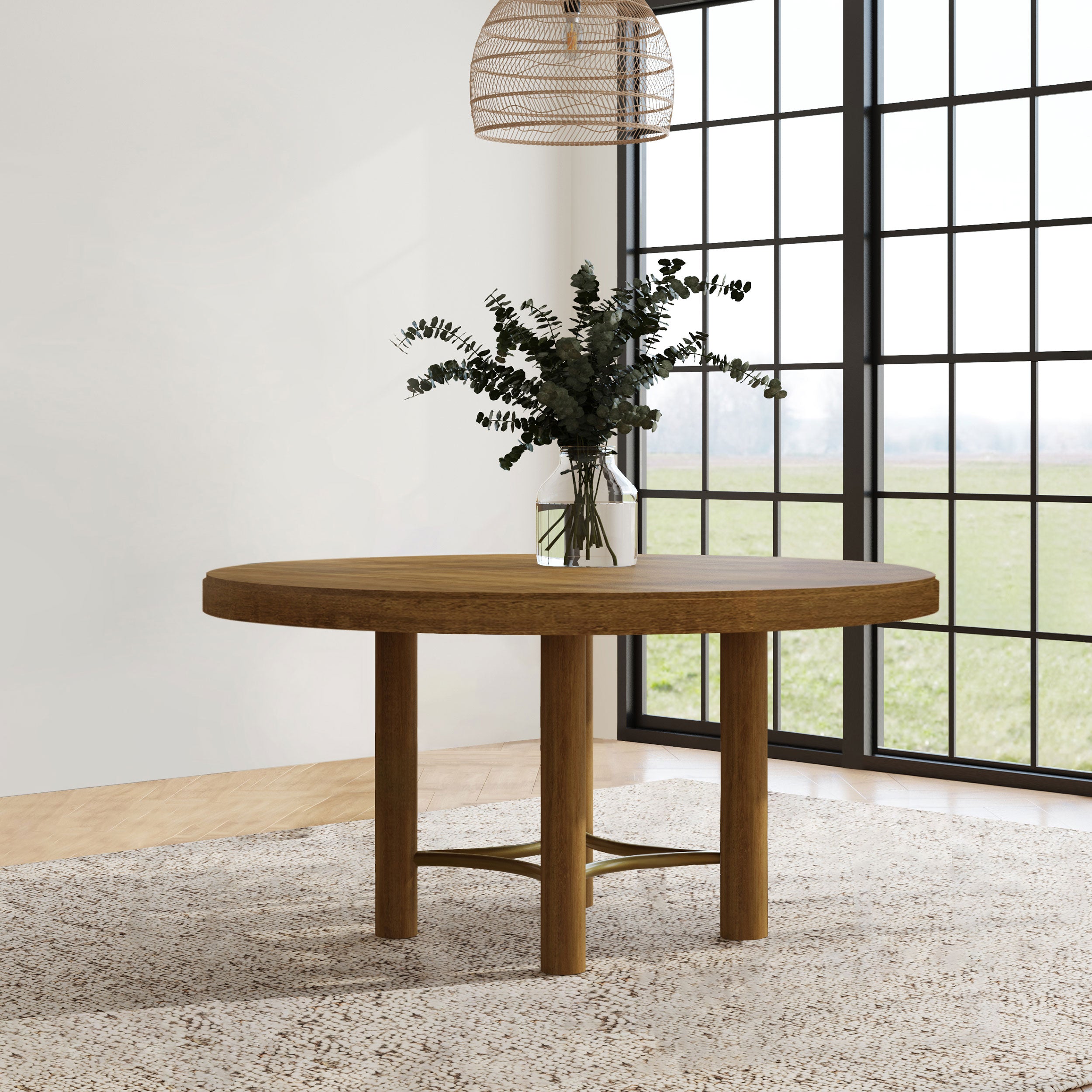 Arini 60-inch Round Wood Dining Room Table Sand Wash-