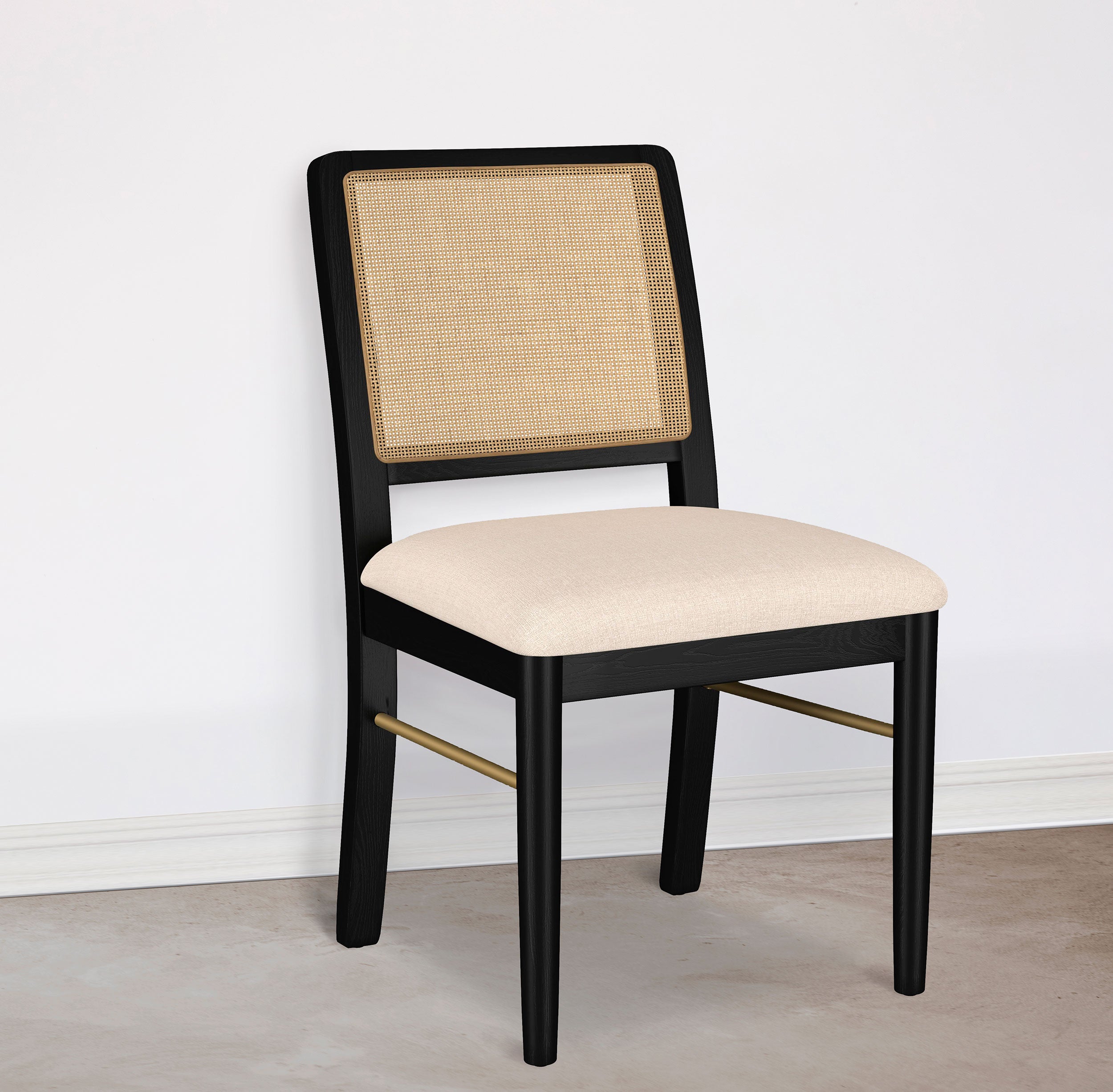 Arini Rattan Cane Dining Side Chair Black (Set of 2)-
