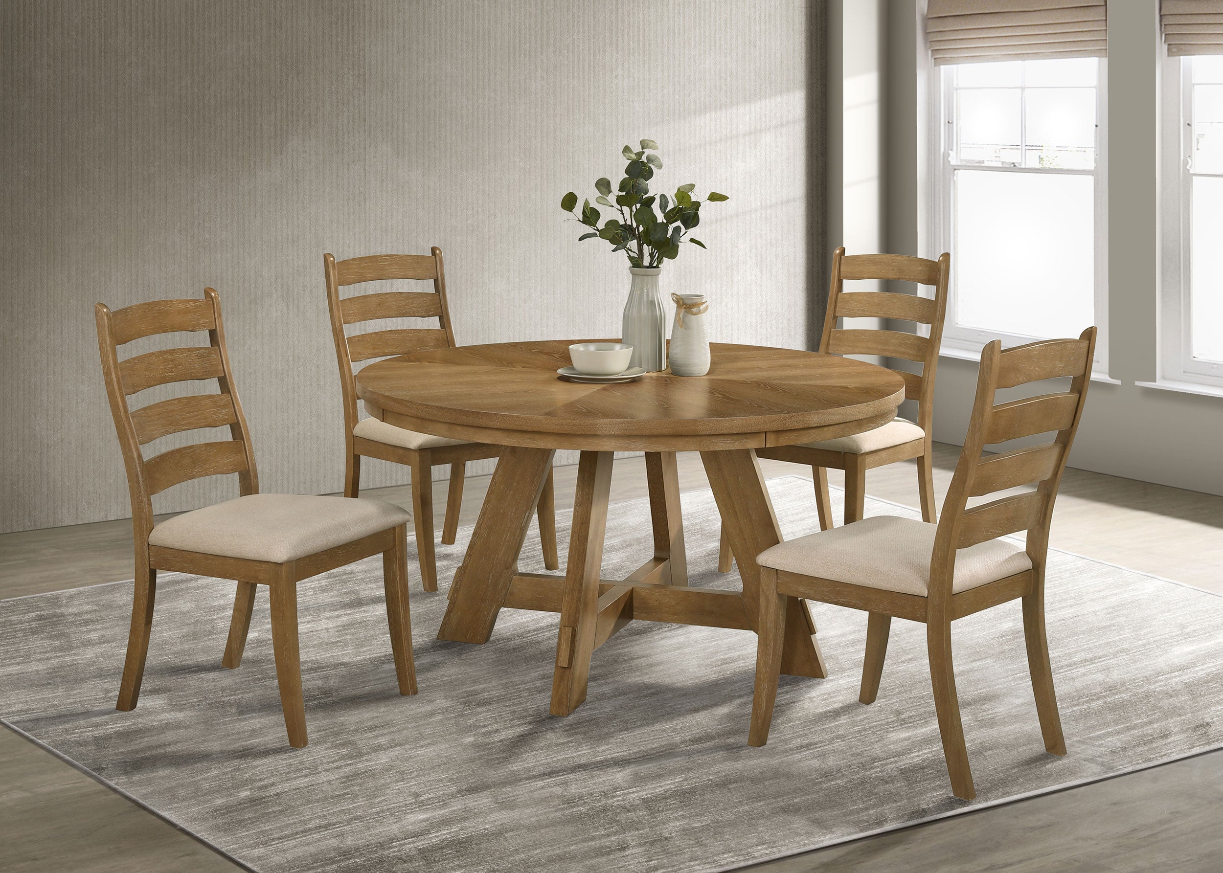 Danvers 5-piece Dining Table Set Brown Oak and Latte-