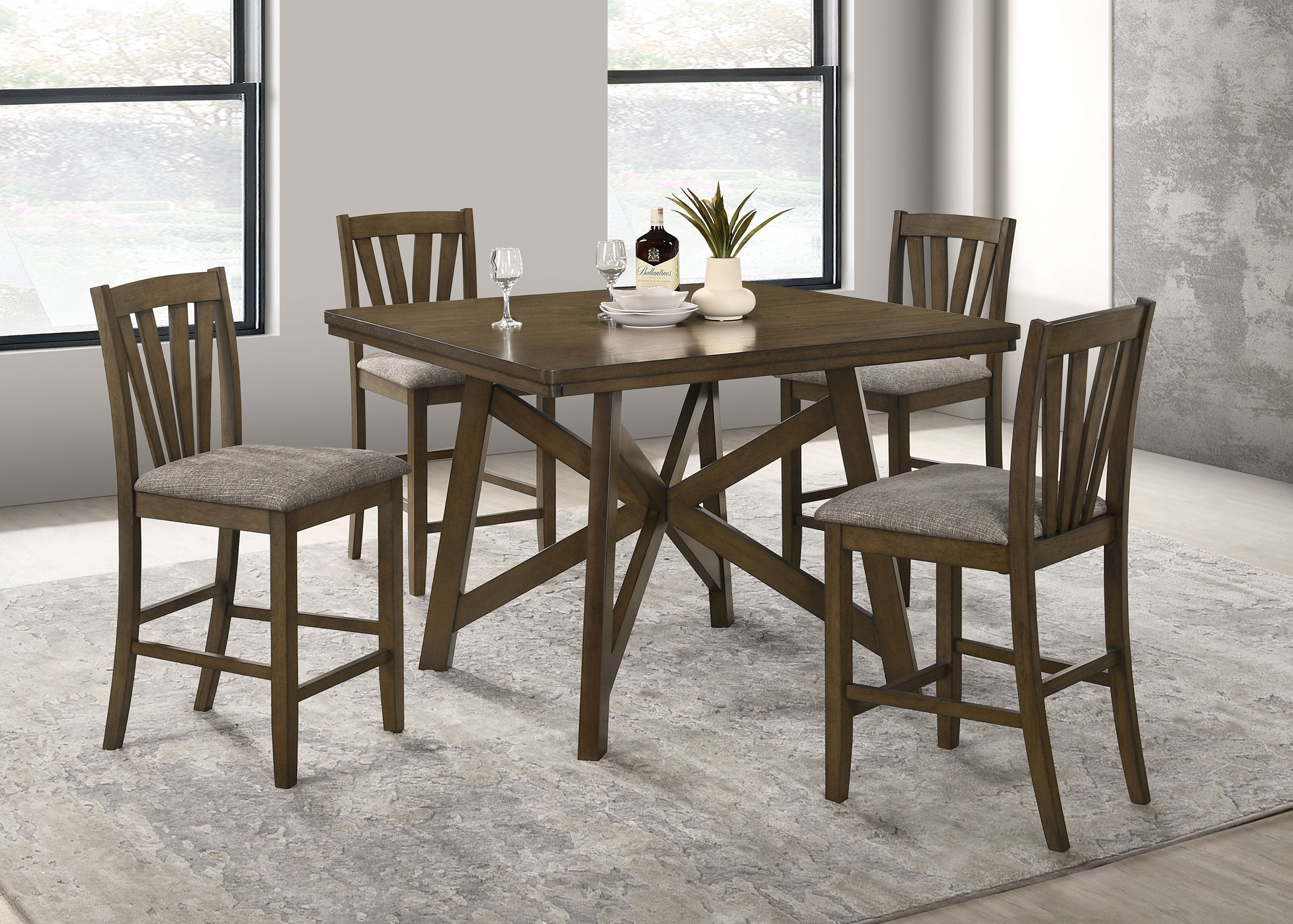 Canfield 5-piece 47-inch Counter Height Dining Set Brown-