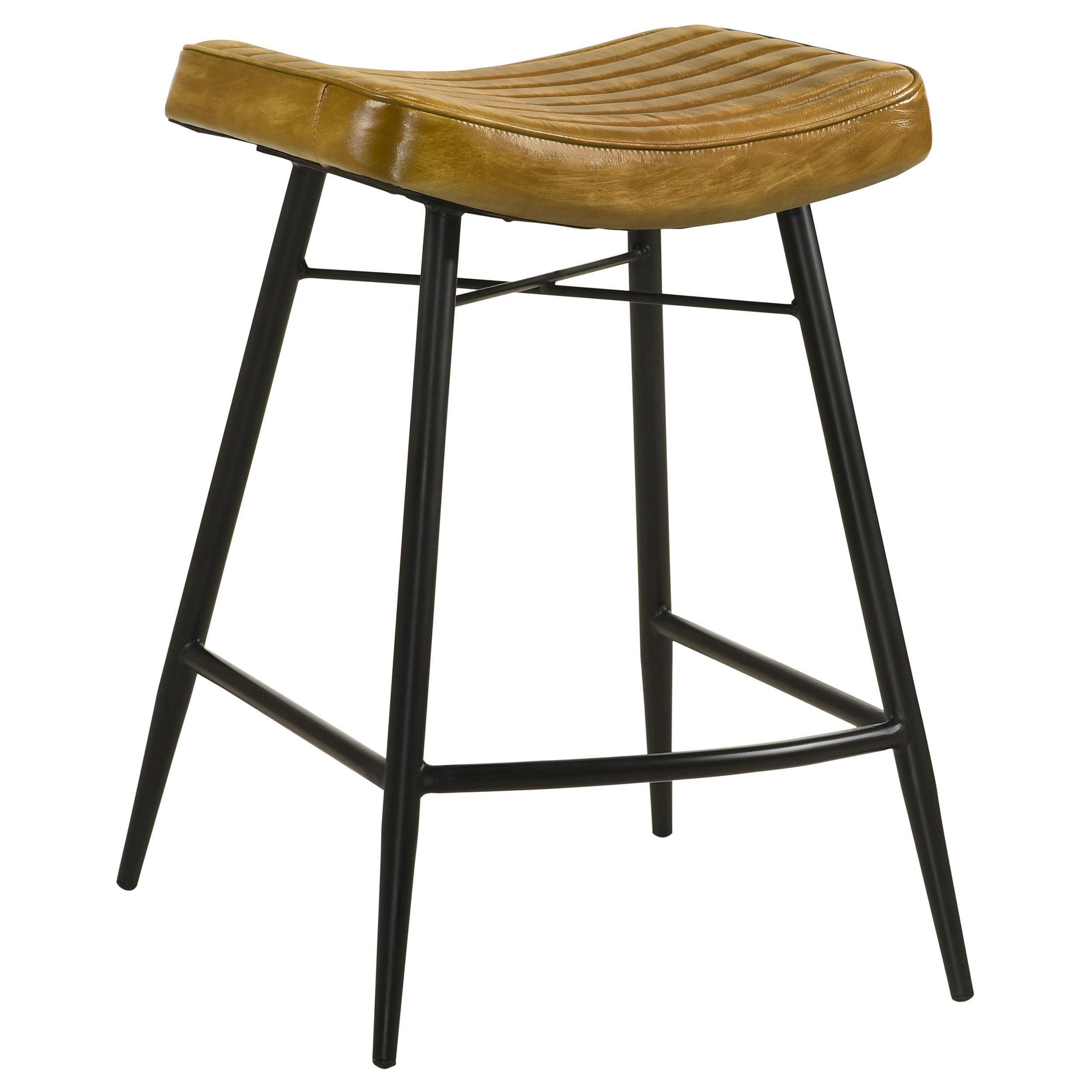Bayu Leather Upholstered Counter Stool Camel (Set of 2)-