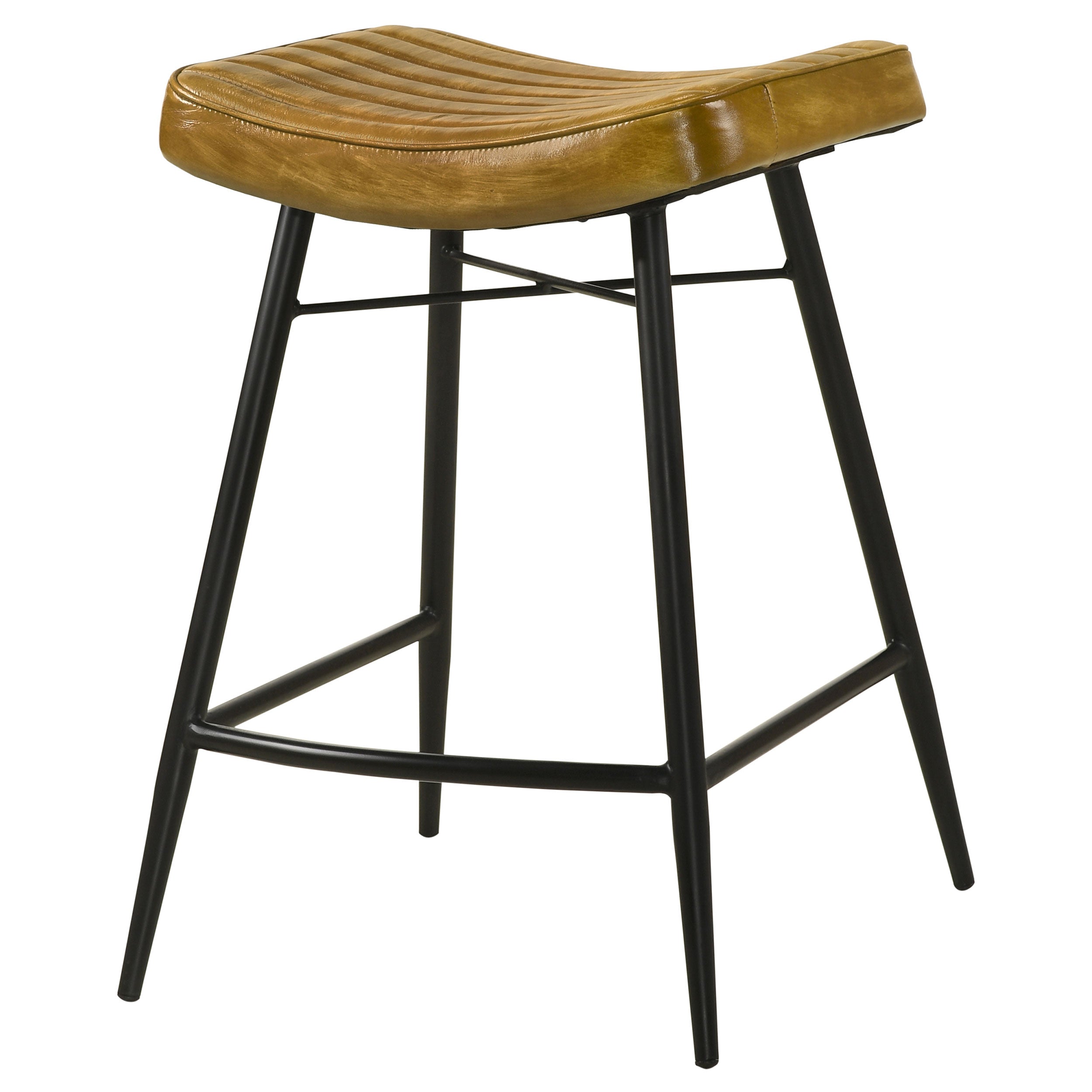 Bayu Leather Upholstered Counter Stool Camel (Set of 2)-
