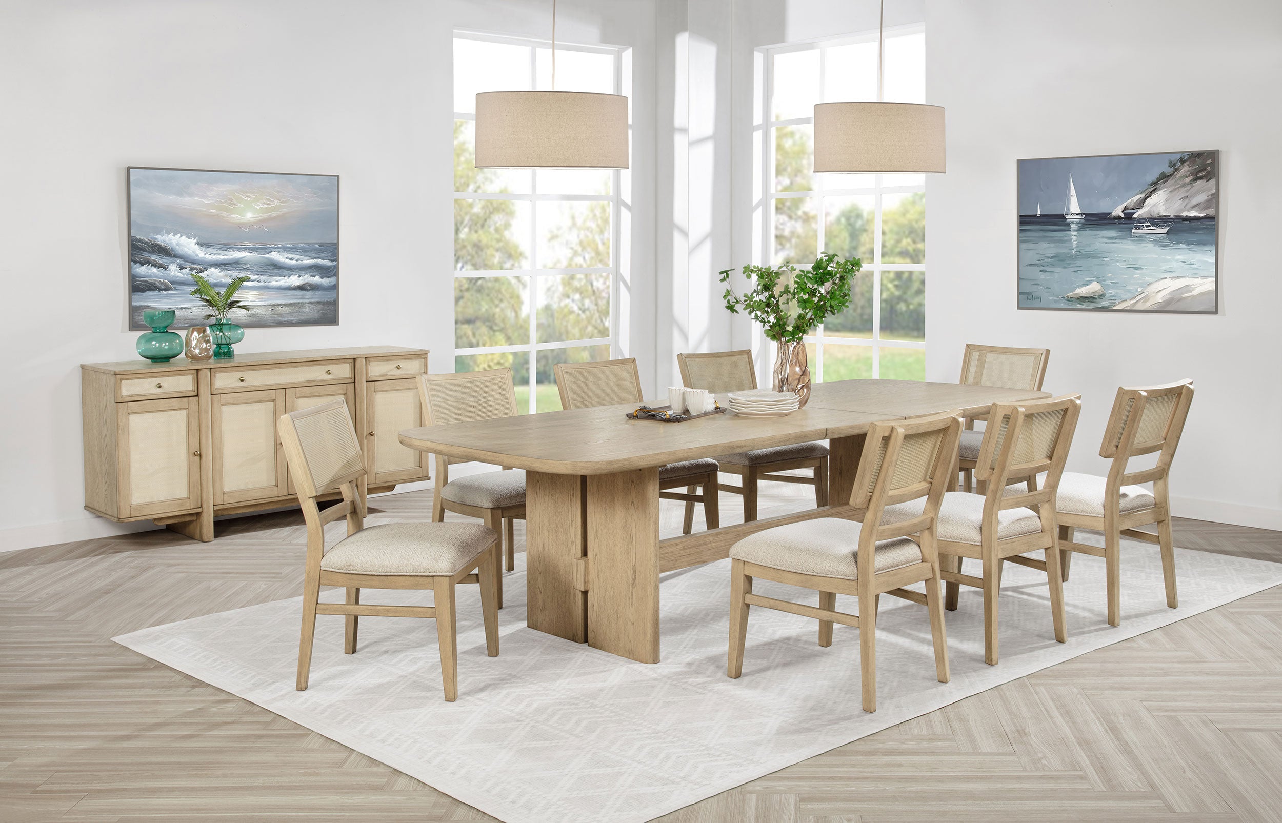 Kailani 110-inch Rectangular Wood Dining Table Beige Oak-