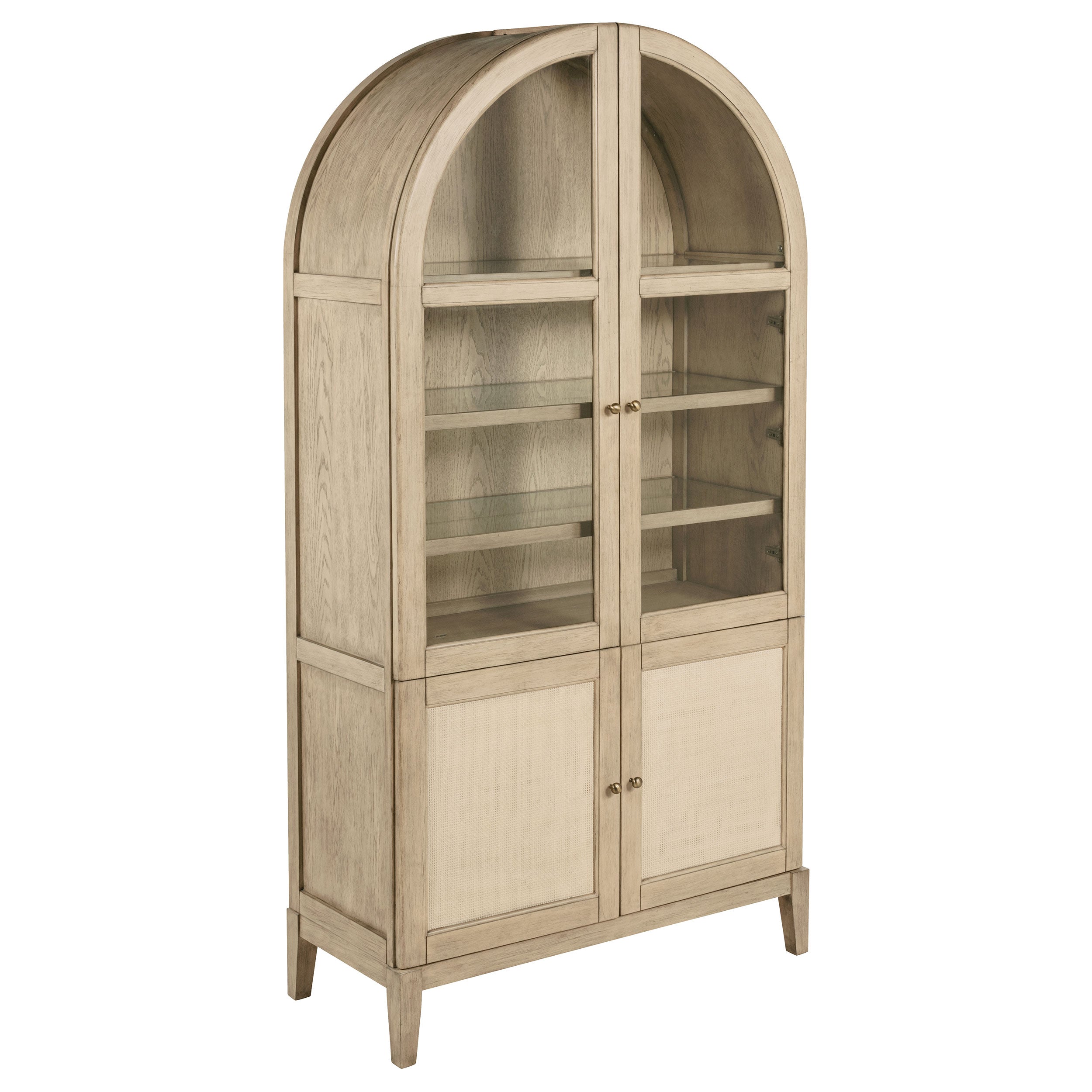 Kailani 4-Door Cane Dining Vitrine Display Cabinet Beige Oak-