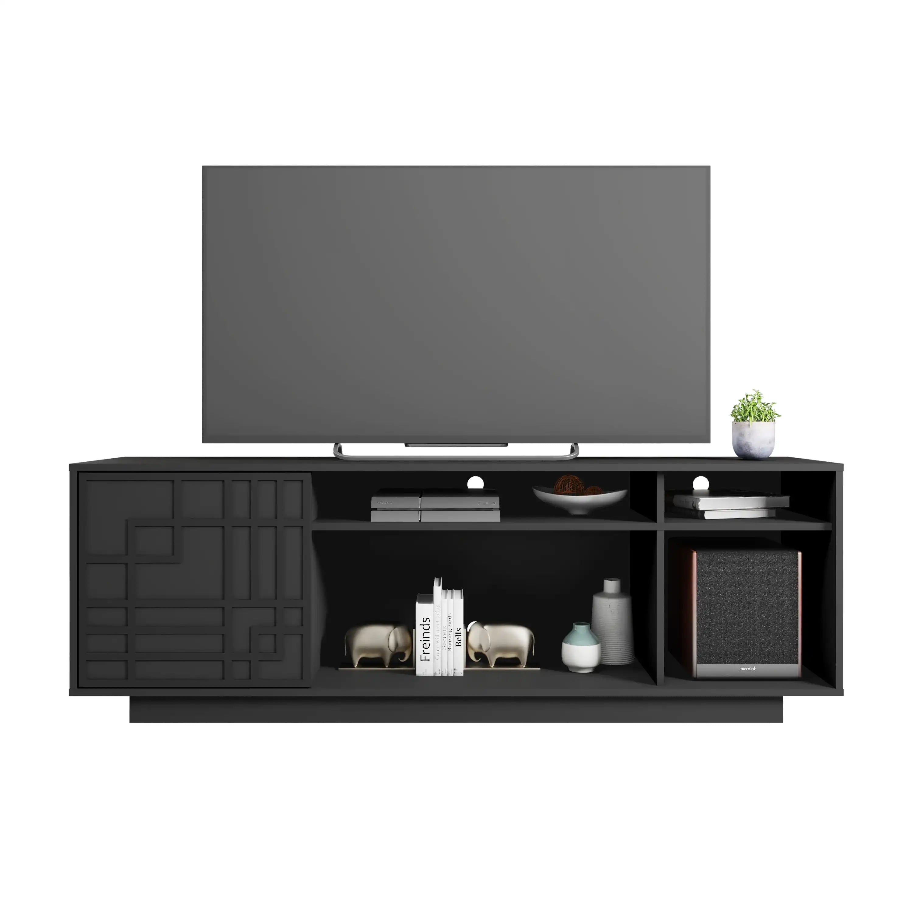 Techni Mobili Contemporary TV Stand for TVs Up to 70 IN., Black - Best Buy Furniture