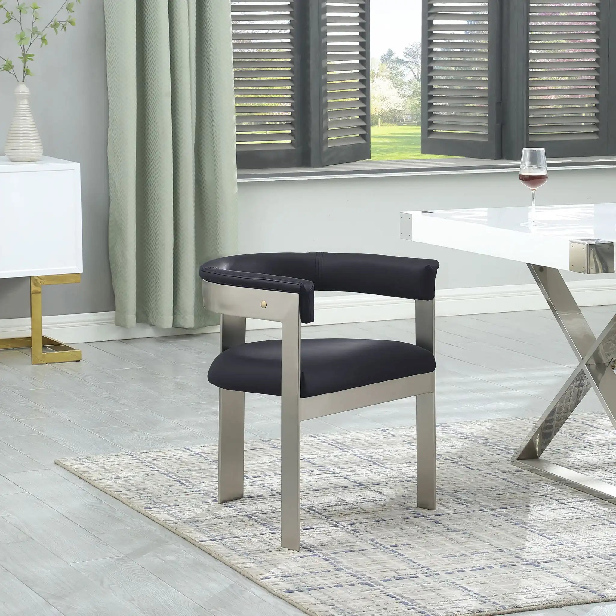 Romeo - Faux Leather Dining Chair With Silver Base (Set of 2)