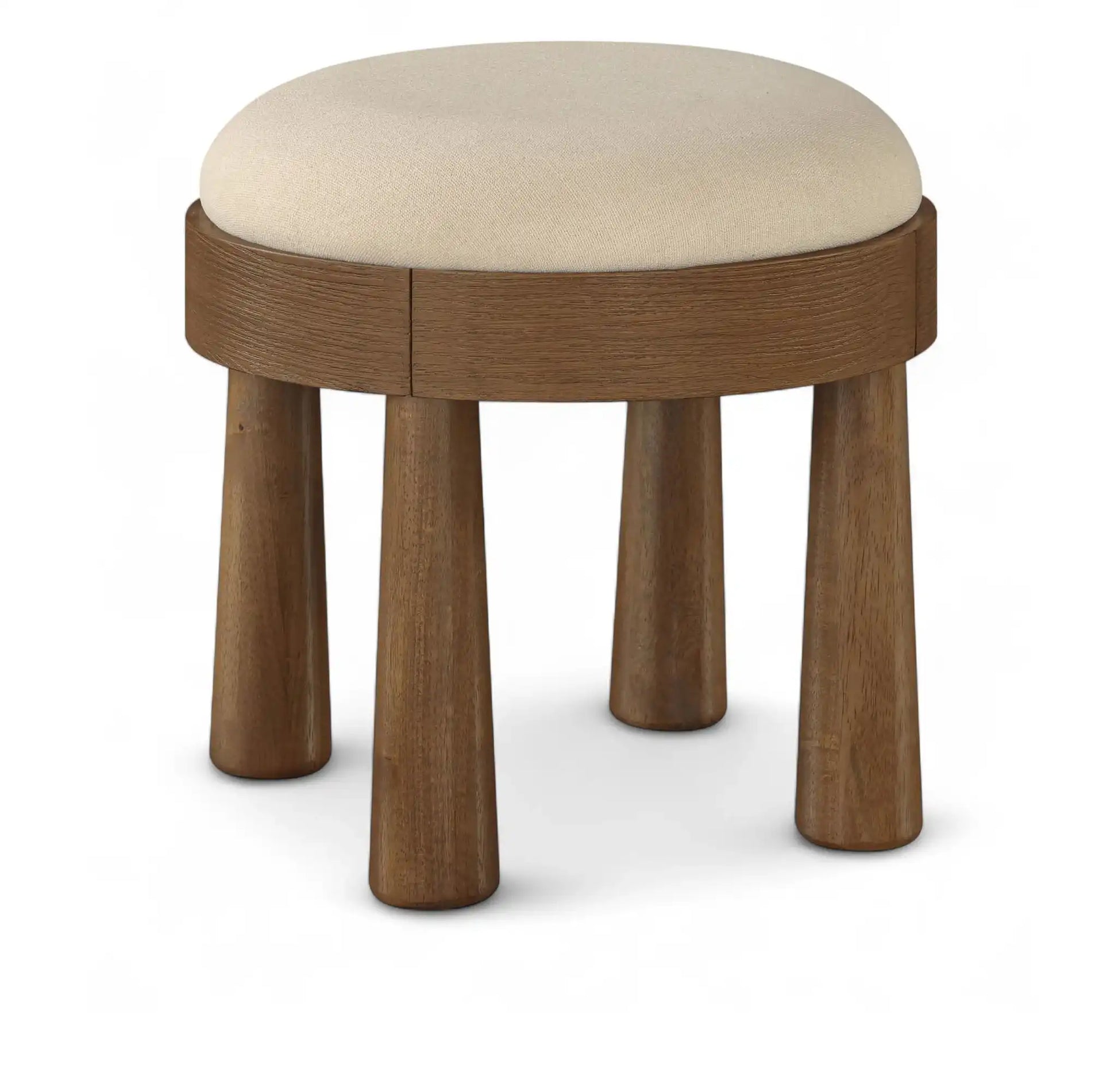 Larea - Linen Textured Fabric Upholstered Ottoman - Walnut Base - Best Buy Furniture