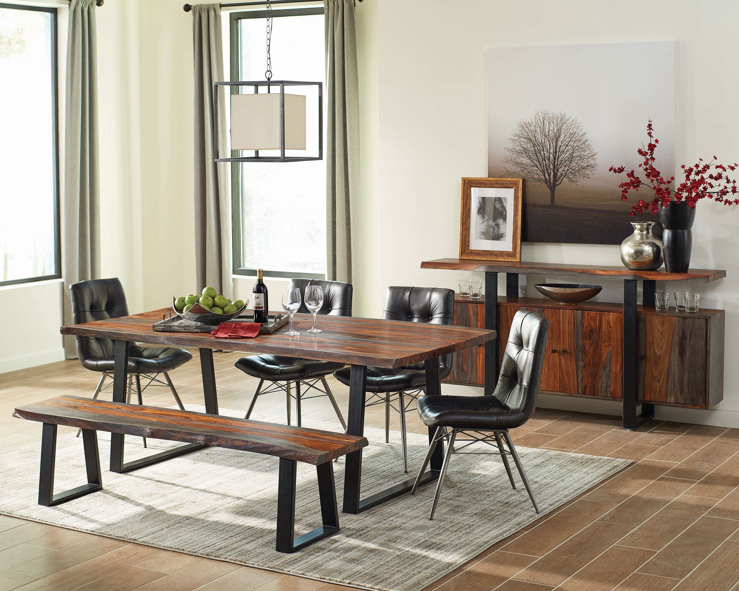 Ditman Live Edge Wood Dining Bench Grey Sheesham-CoasterElevations