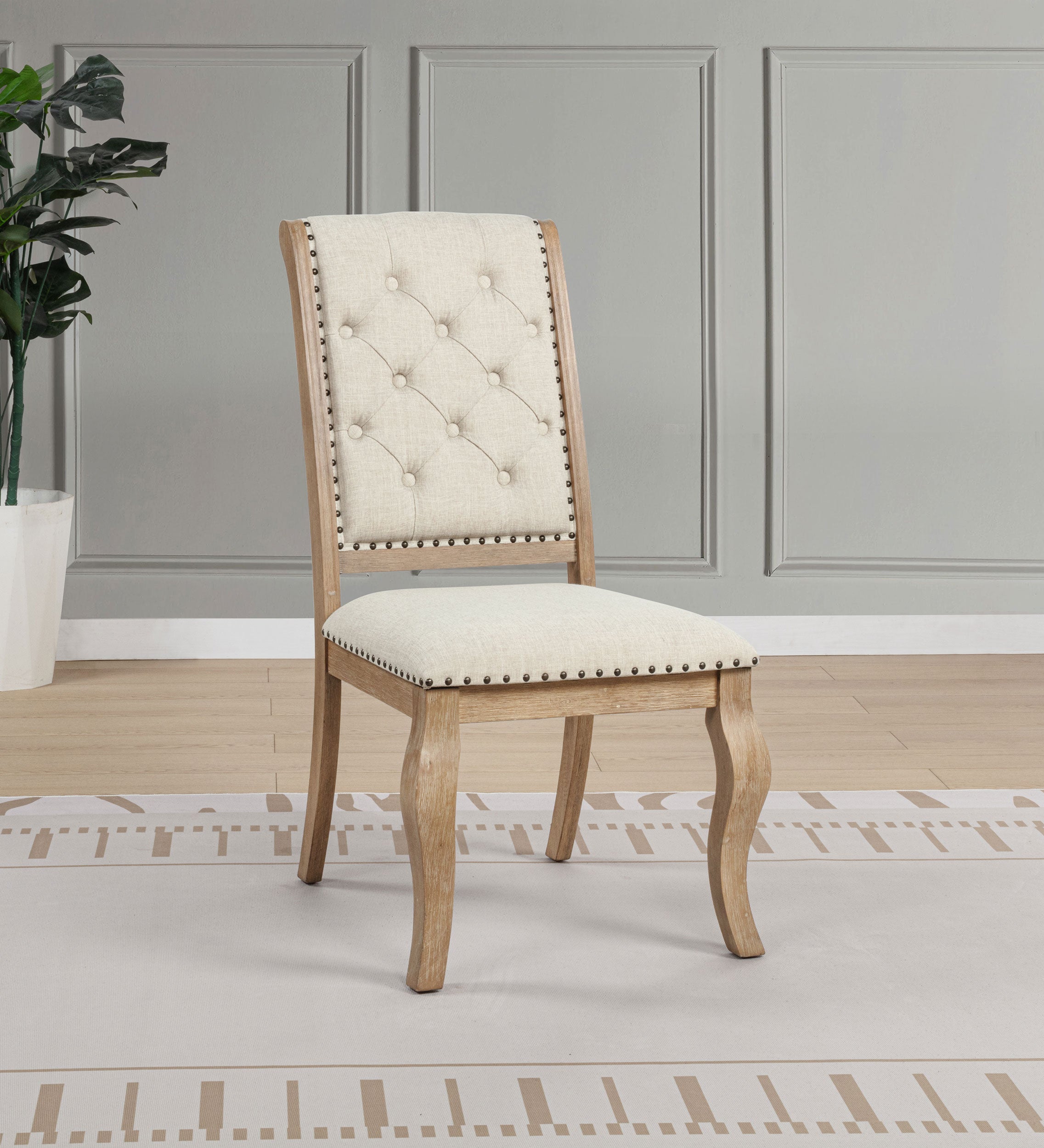 Brockway Upholstered Dining Chair Barley Brown (Set of 2)-CoasterEssence