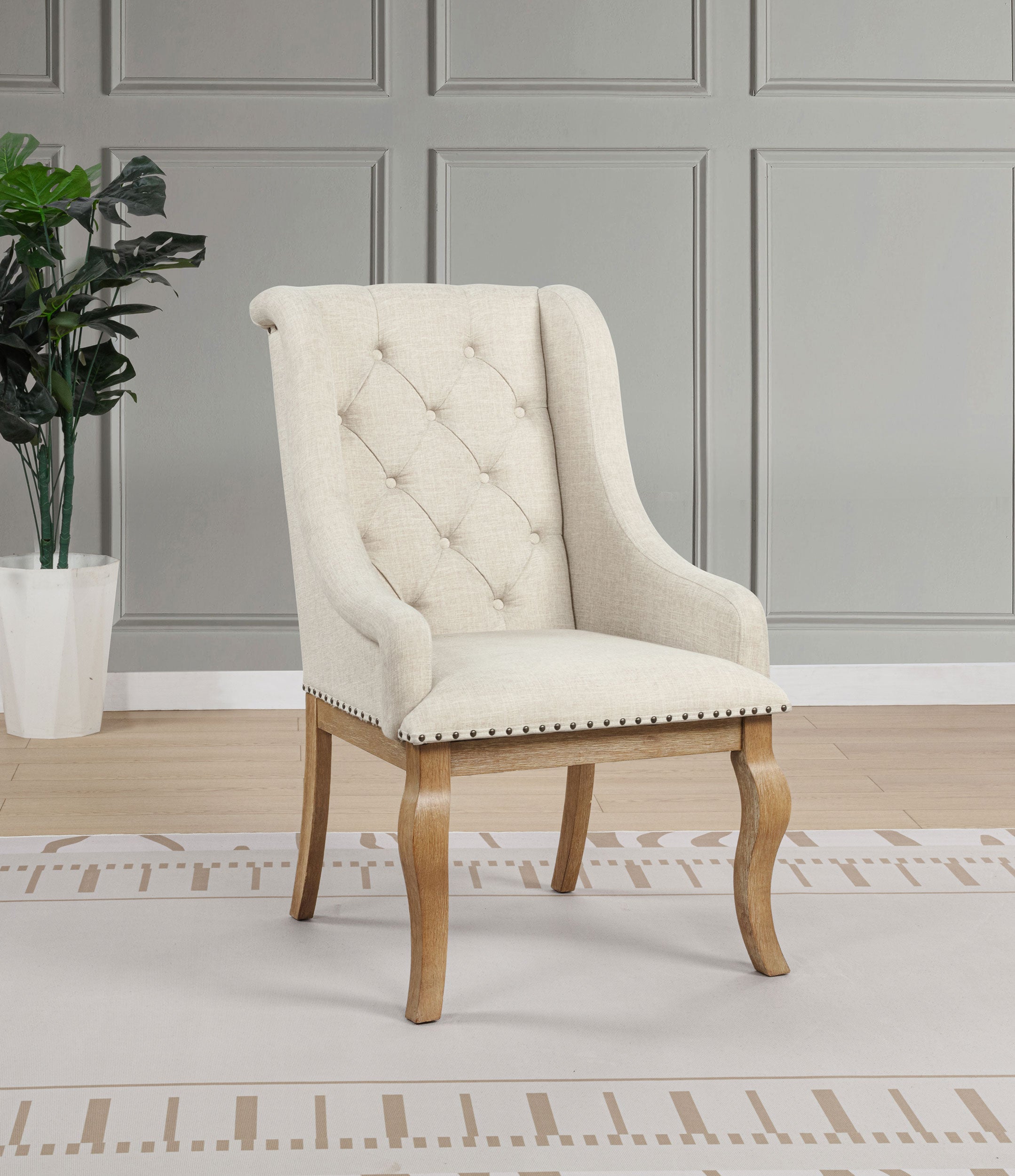 Brockway Upholstered Arm Chair Barley Brown (Set of 2)-CoasterEssence