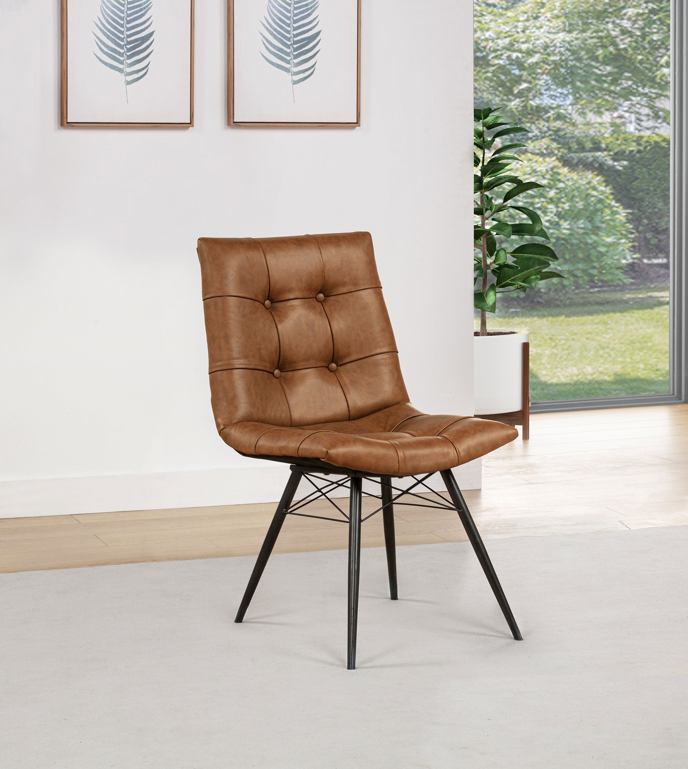 Aiken Faux Leather Upholstered Dining Side Chair Saddle Brown (Set of 4)-