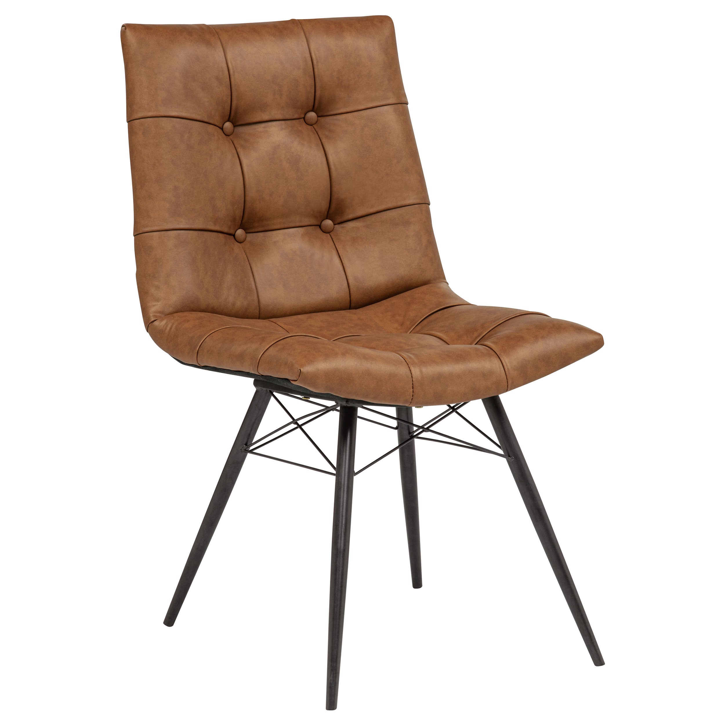 Aiken Faux Leather Upholstered Dining Side Chair Saddle Brown (Set of 4)-