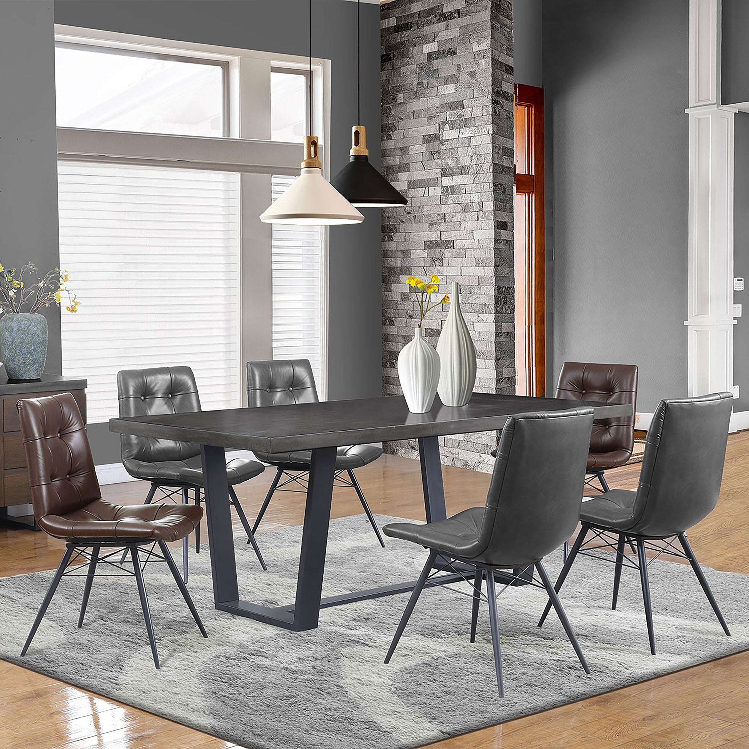 Aiken Faux Leather Upholstered Dining Side Chair Charcoal Grey (Set of 4)-CoasterEssence