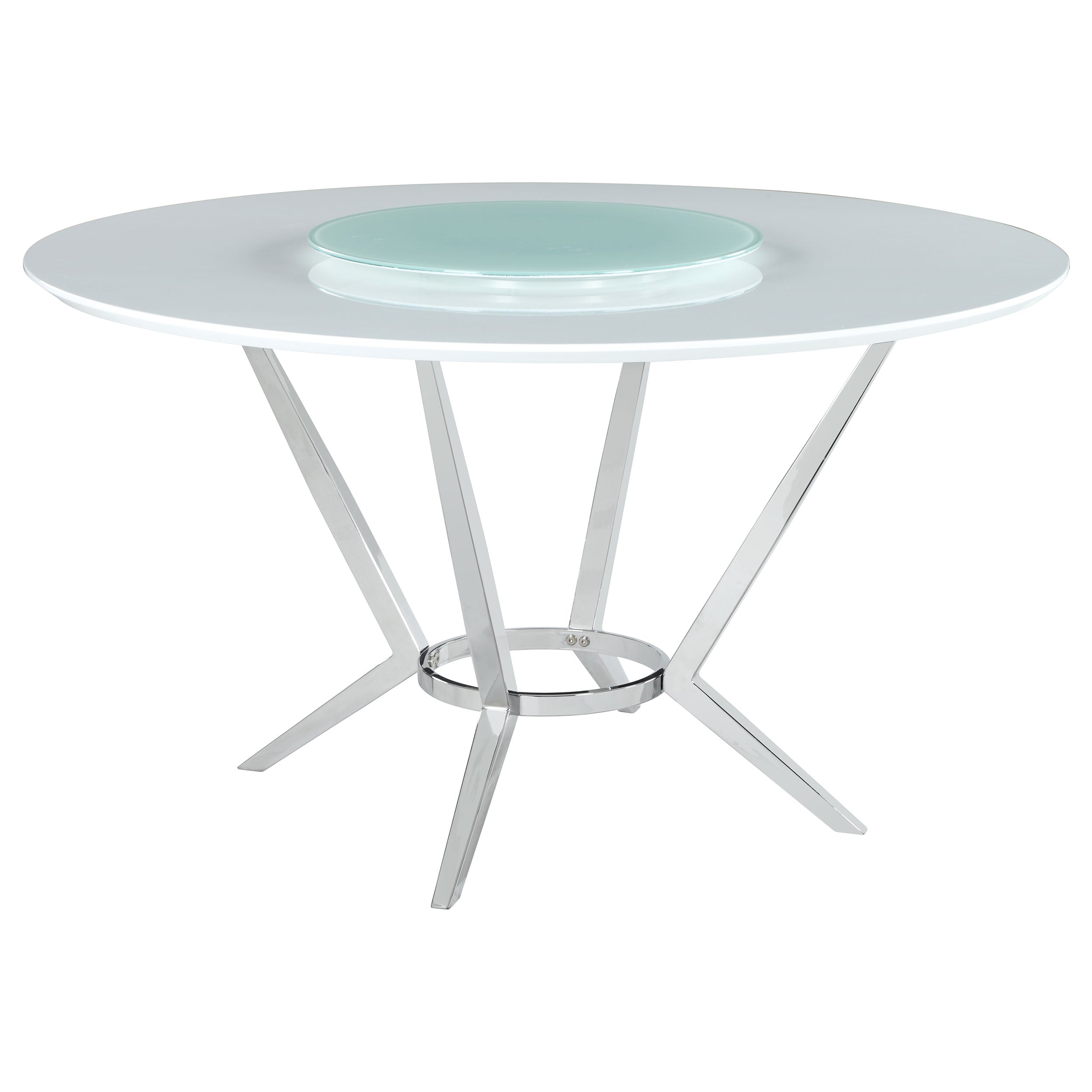 Abby 5-piece Round Dining Table Set White High Gloss-CoasterElevations