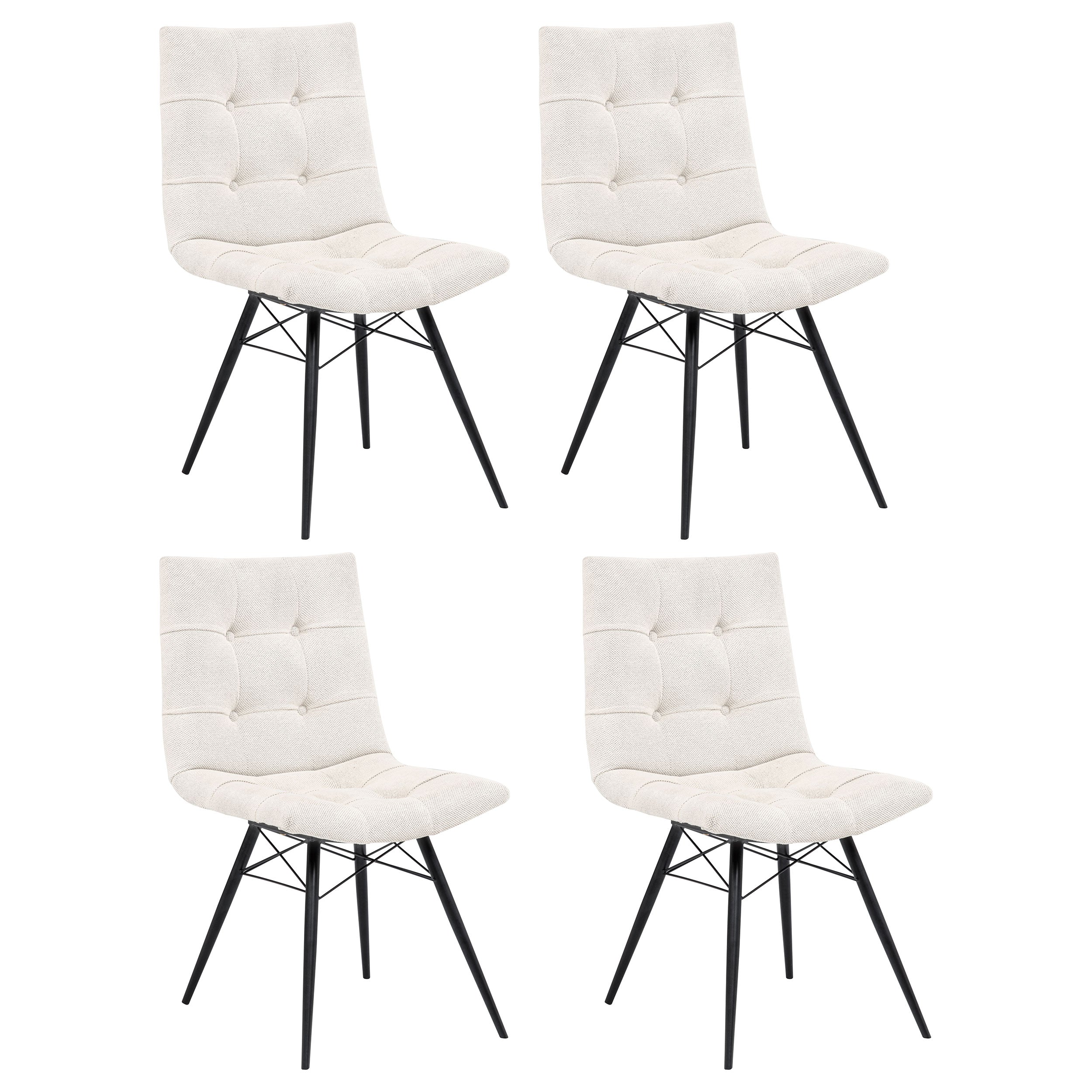 Aiken Fabric Upholstered Dining Side Chair Saddle Stone White (Set of 4)-