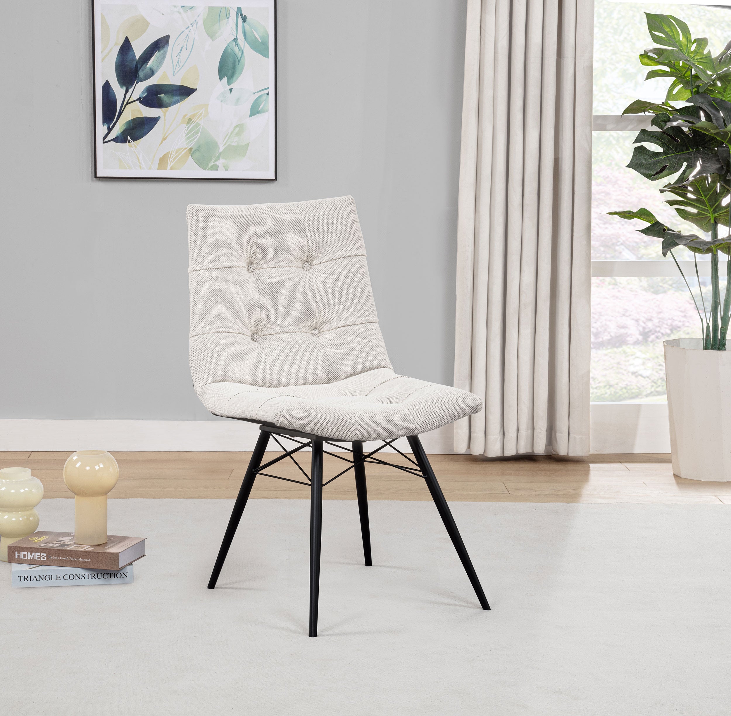 Aiken Fabric Upholstered Dining Side Chair Saddle Stone White (Set of 4)-