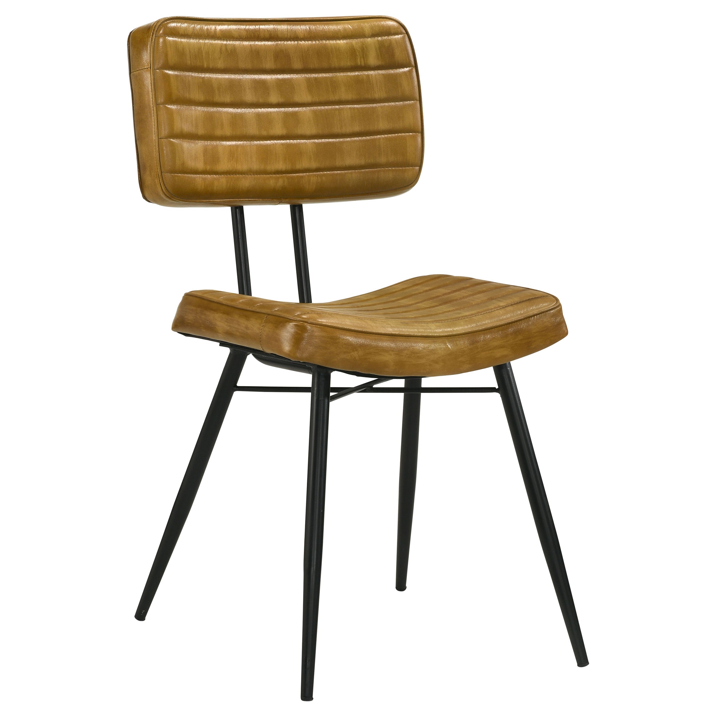 Misty Leather Upholstered Dining Side Chair Camel (Set of 2)-CoasterEssence