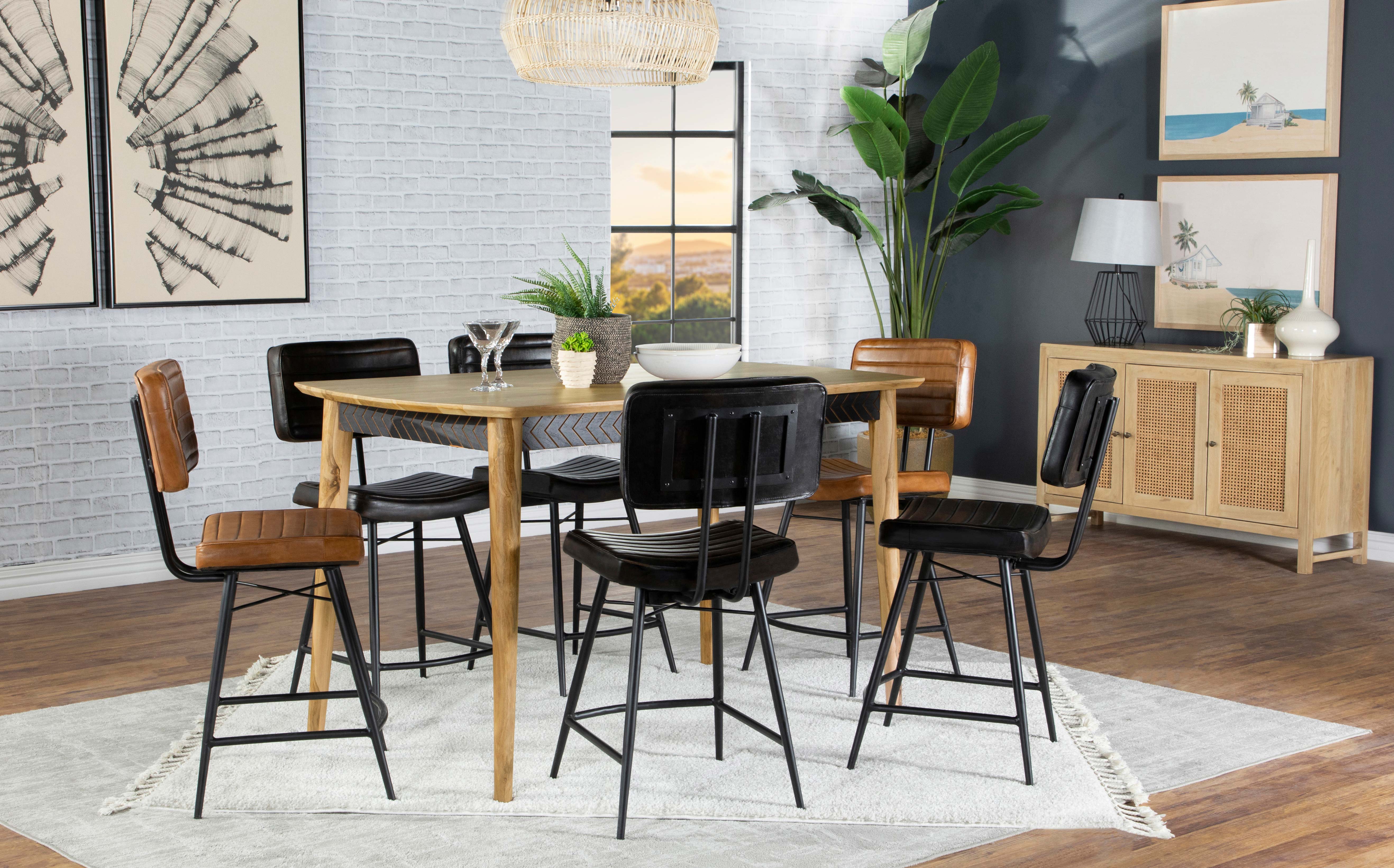 Partridge Leather Counter Chair Antique Camel (Set of 2)-CoasterElevations