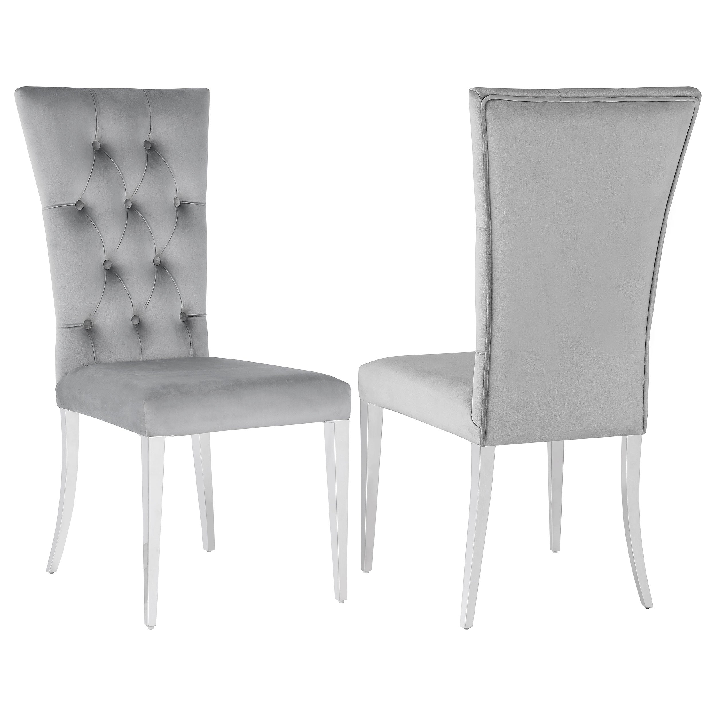 Kerwin Velvet Upholstered Dining Side Chair Grey (Set of 2)-CoasterElevations