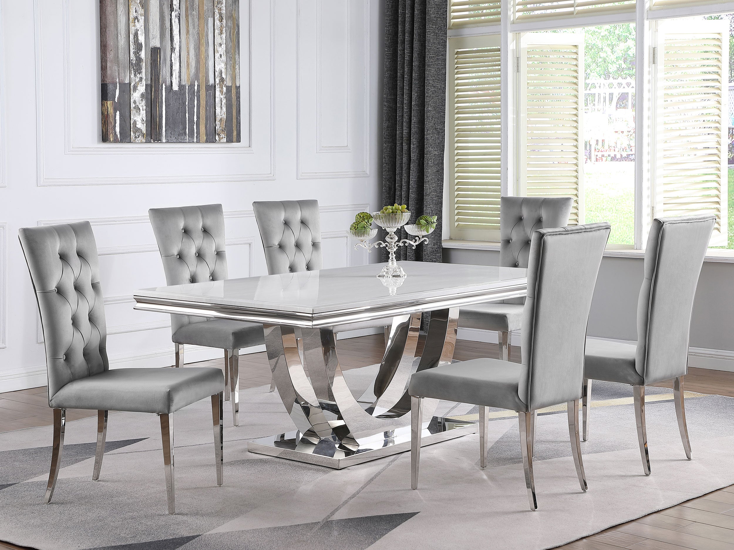 Kerwin Velvet Upholstered Dining Side Chair Grey (Set of 2)-CoasterElevations