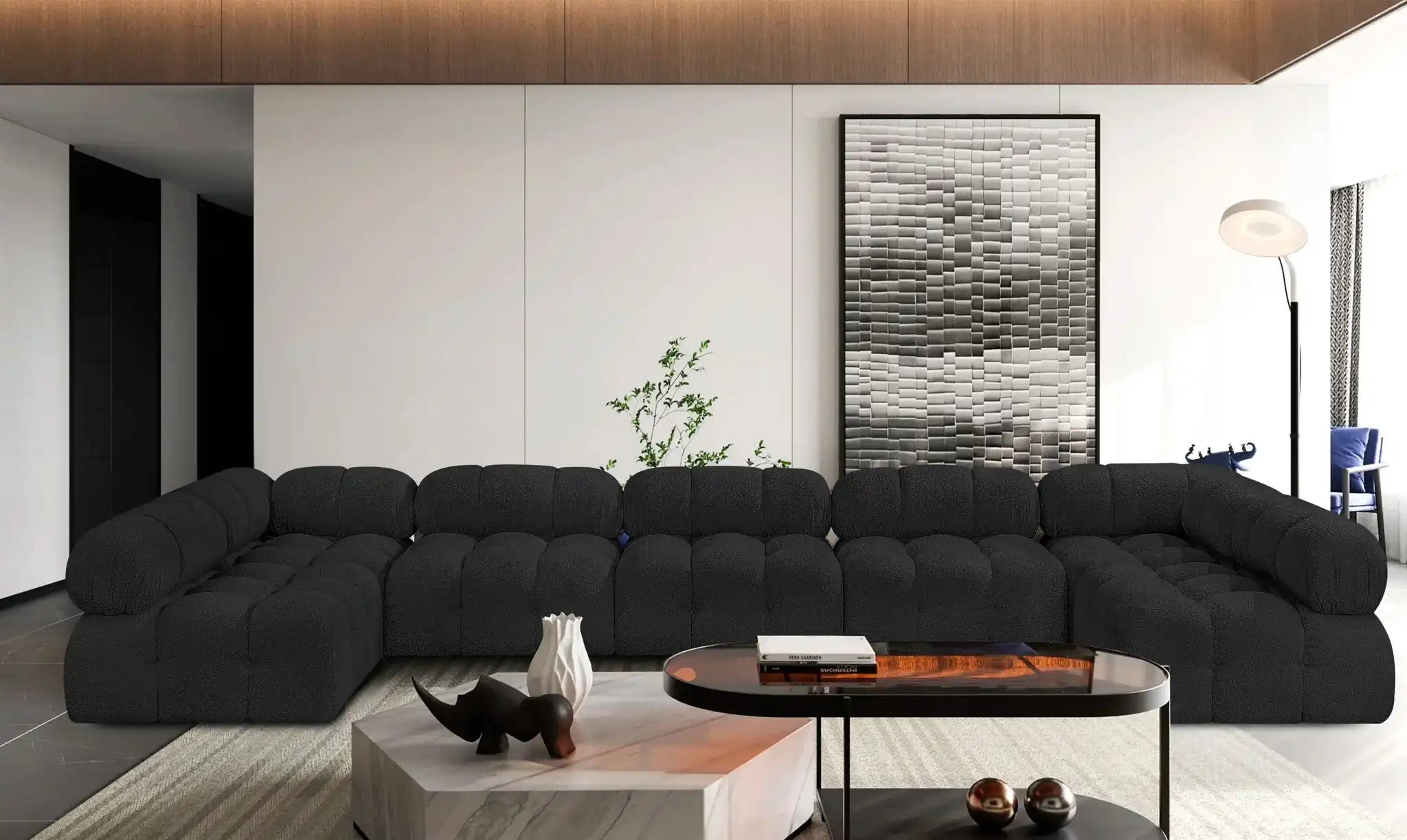Ames - 7 Piece Boucle Fabric Modular Sectional