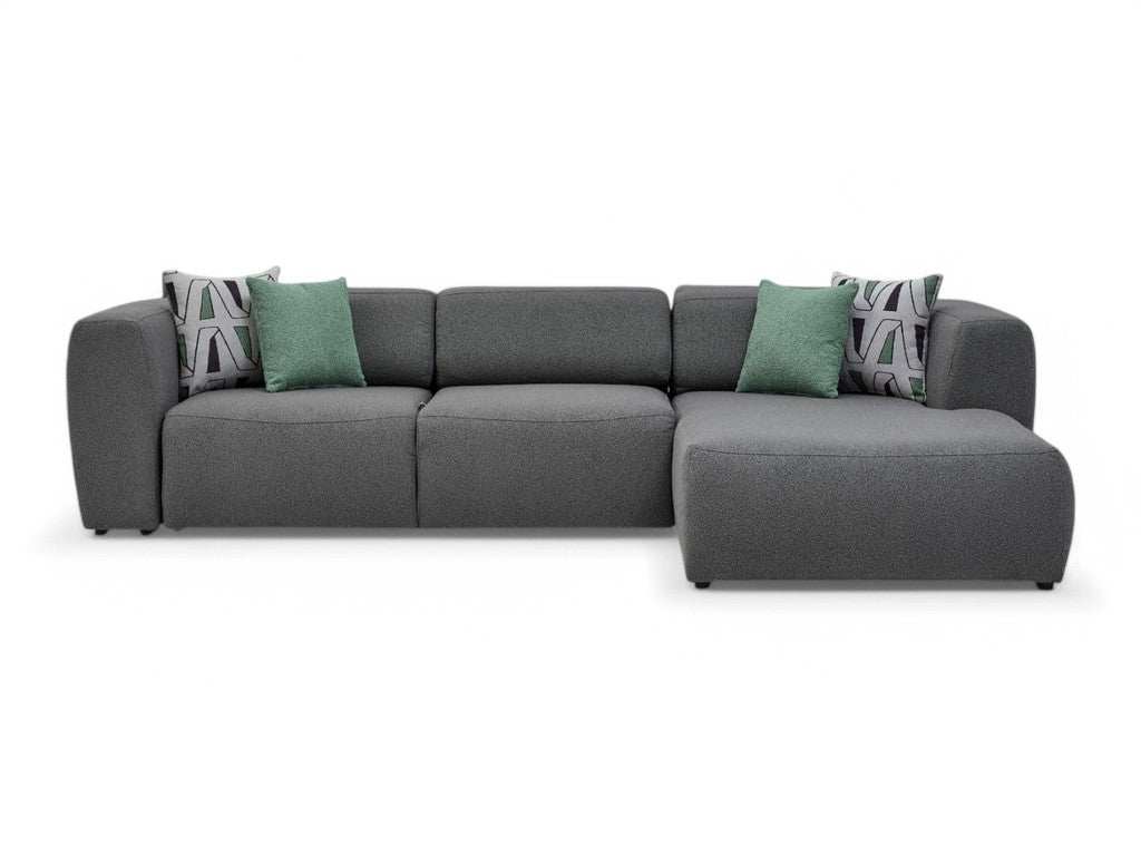 Picasso 119" Wide Convertible Sleeper Sectional – Gray (RAF) Bouclé Fabric - Best Buy Furniture