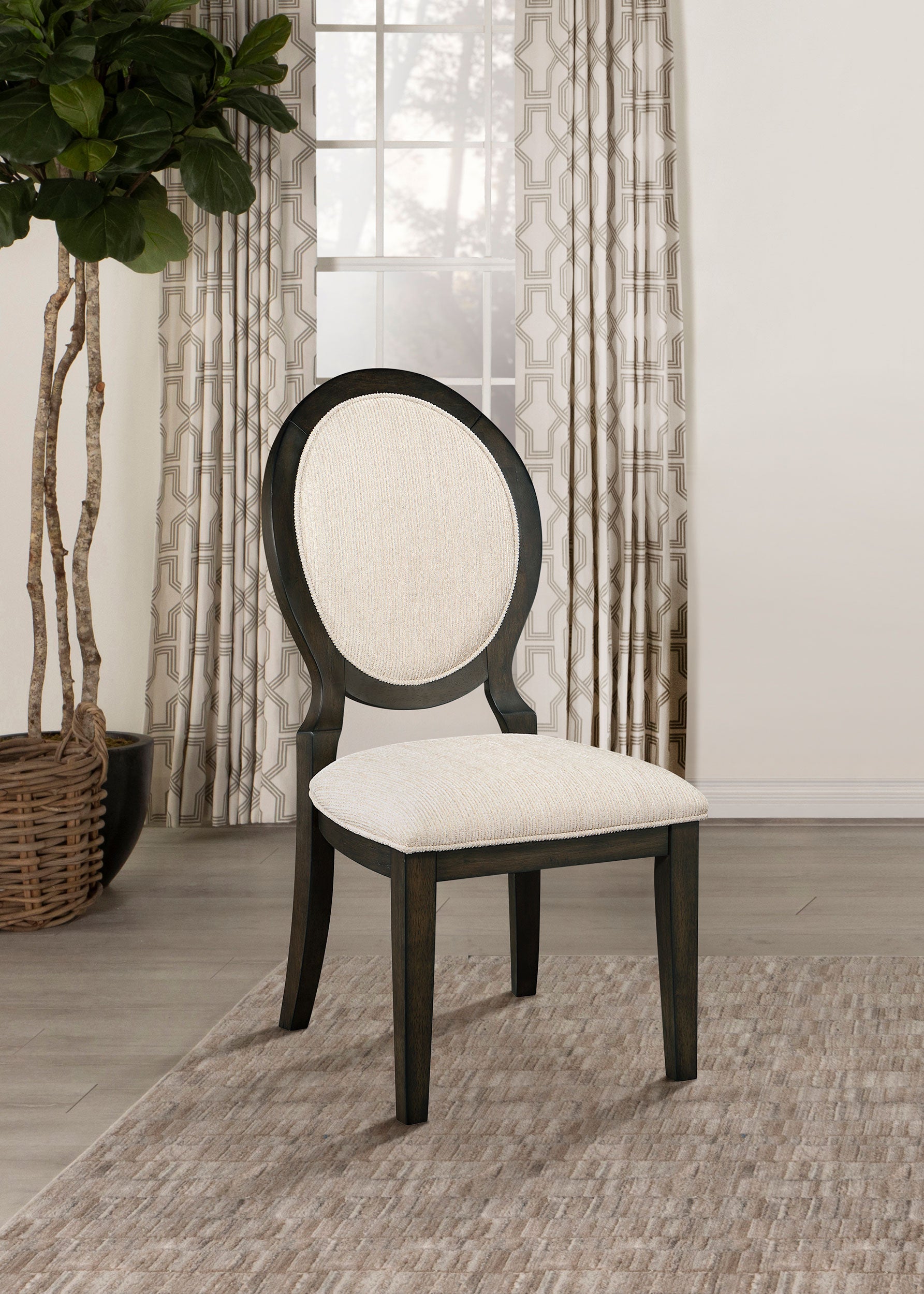 Twyla Oval Back Dining Side Chair Dark Cocoa (Set of 2)-CoasterEssence