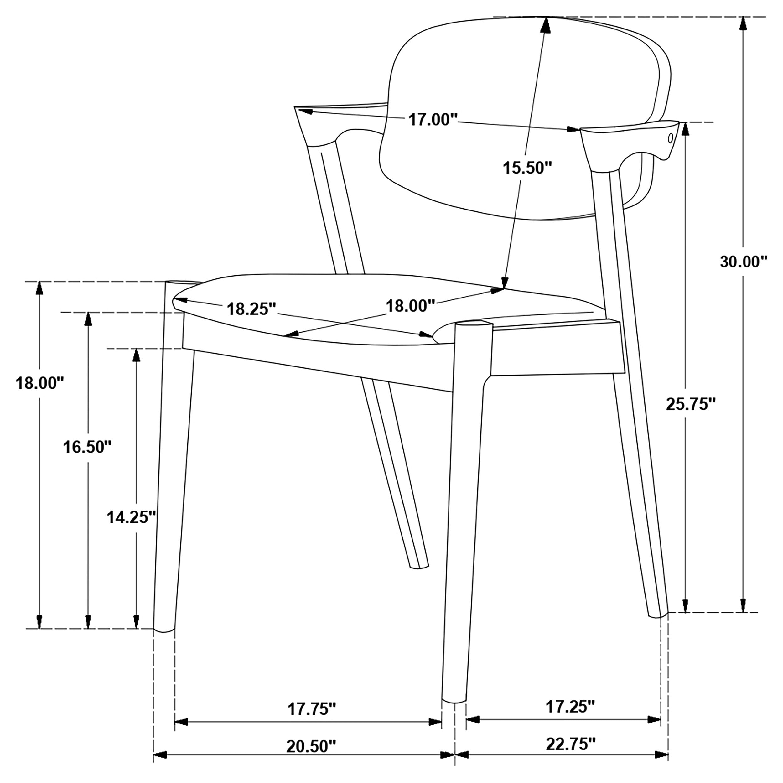 Stevie Padded Wood Dining Arm Chair Black (Set of 2)-CoasterEssence