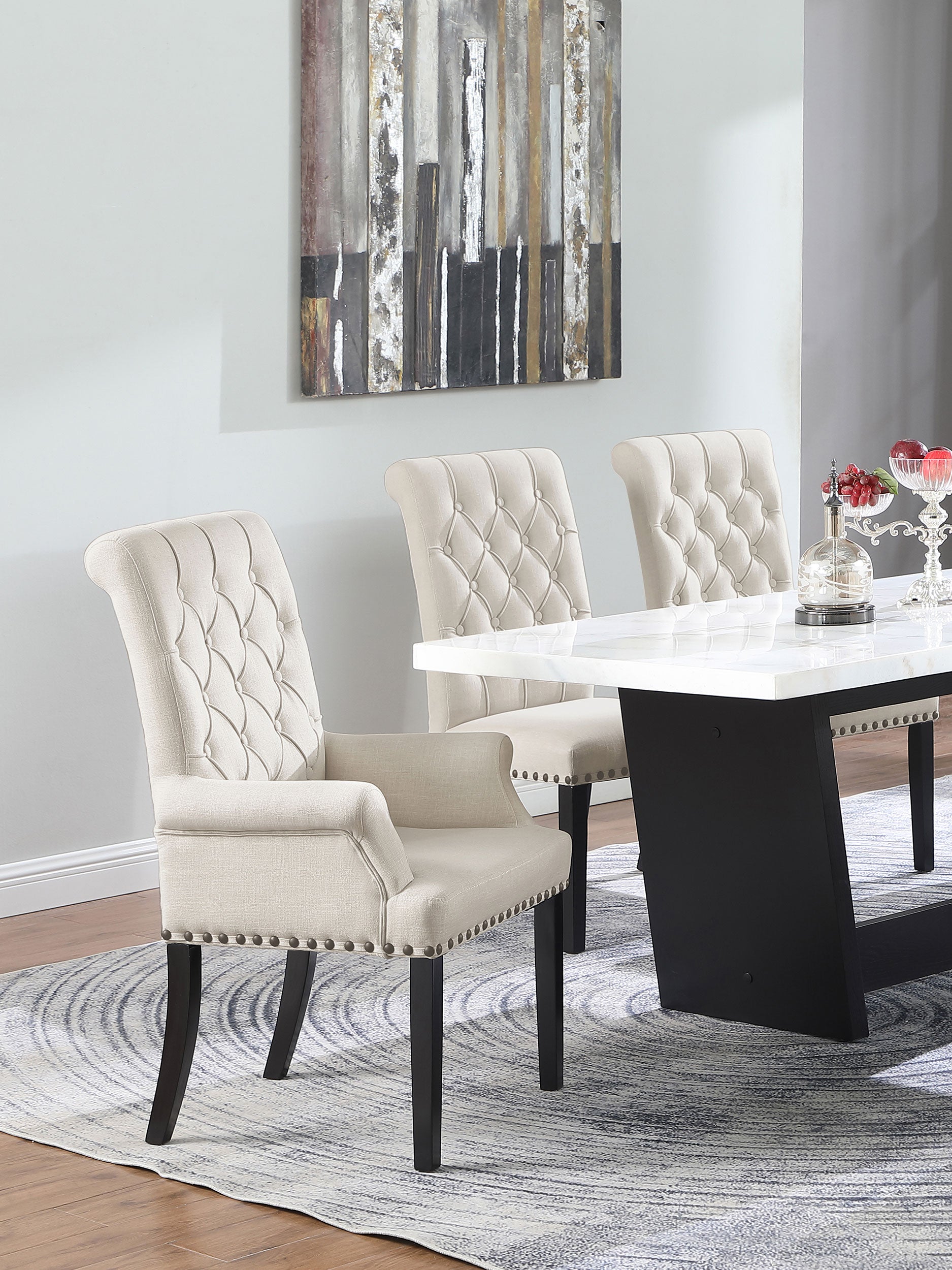 Alana Velvet Upholstered Dining Arm Chair Sand-CoasterEssence