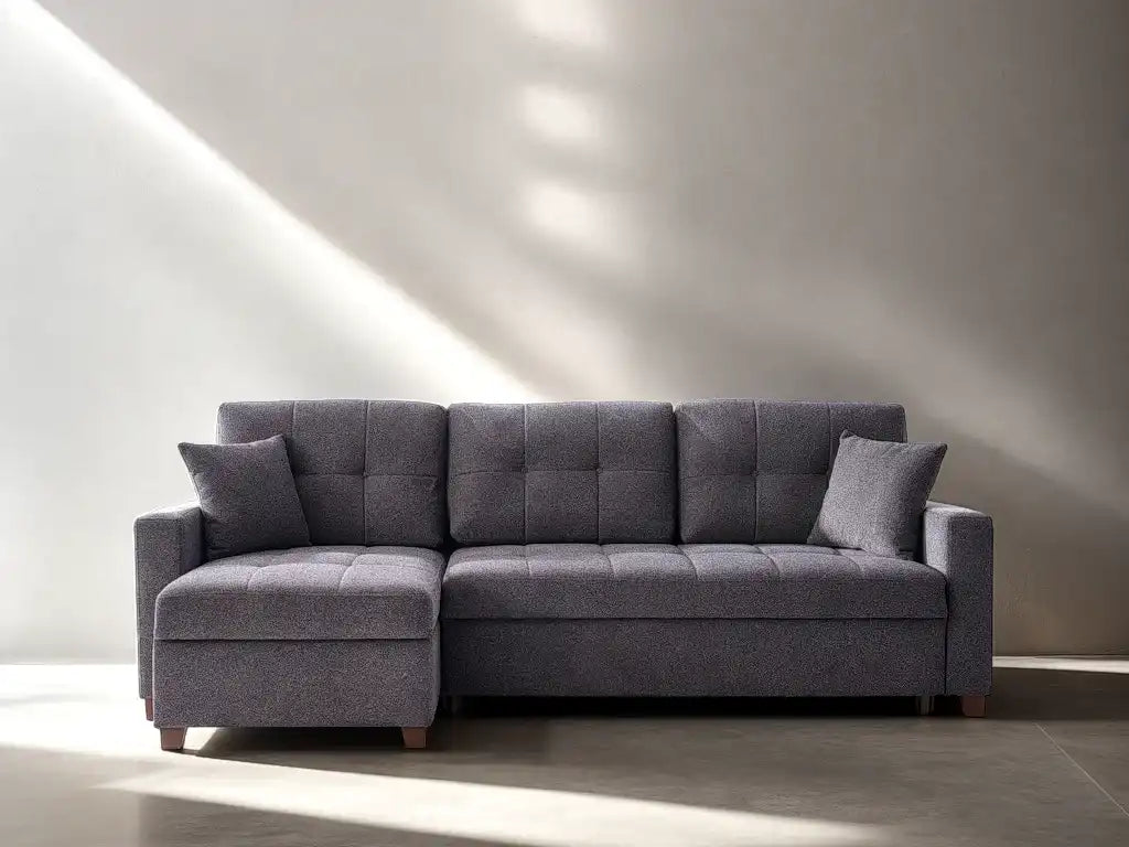 Mocca Sleeper Sectional Sofa – 101” Wide, Dark Gray, Reversible Chaise, Queen-Size Bed & Storage - Best Buy Furniture