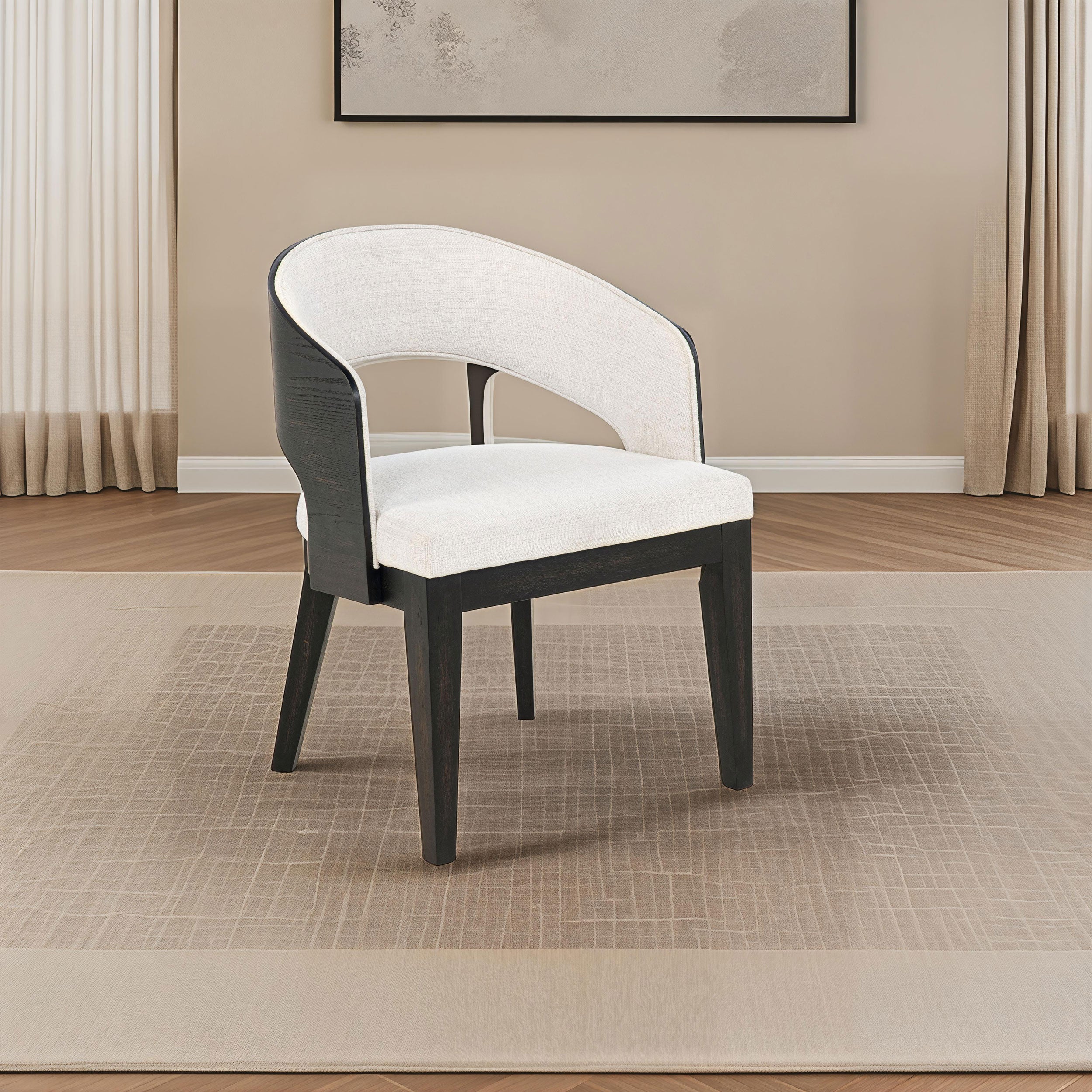Leandro Upholstered Dining Arm Chair Cream (Set of 2)-