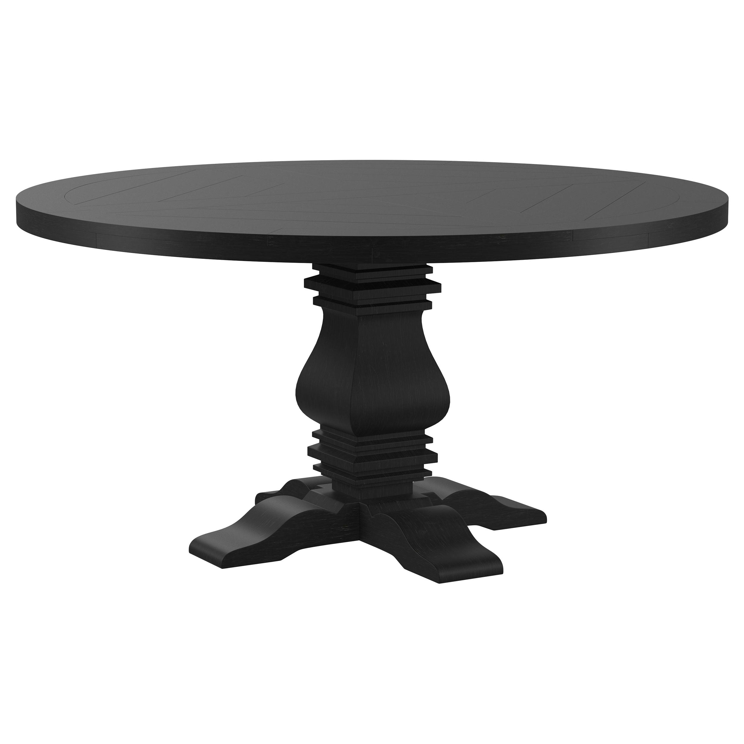Florence Round 60-inch Pedestal Base Dining Table Black-
