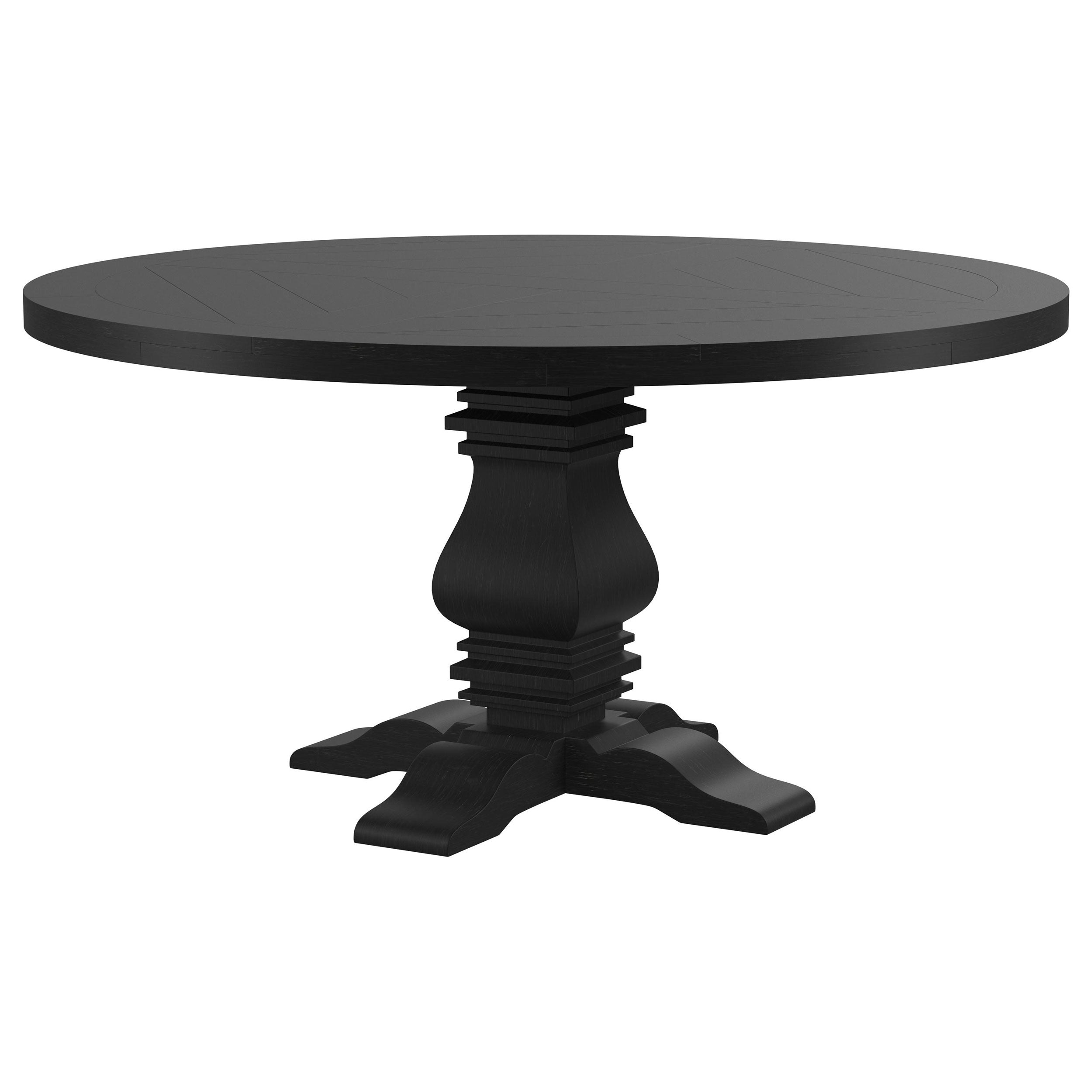 Florence Round 60-inch Pedestal Base Dining Table Black-