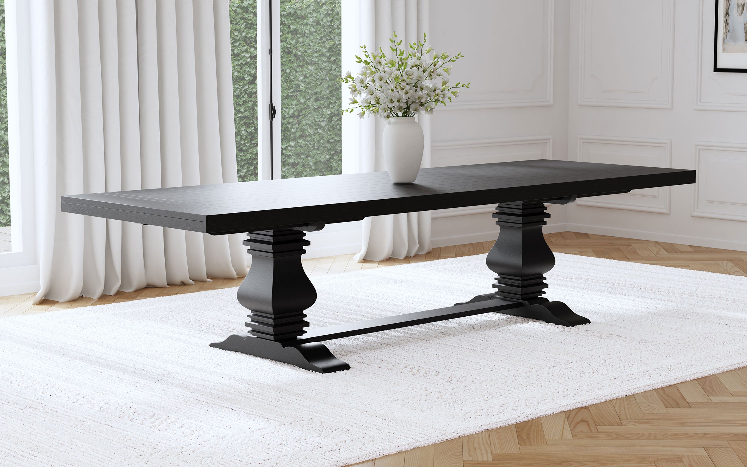 Florence 126-inch Extension Dining Table Distressed Black-