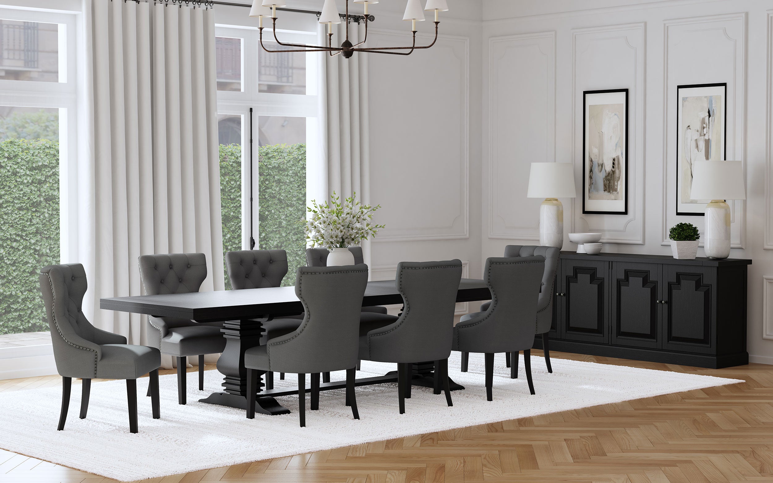 Florence 126-inch Extension Dining Table Distressed Black-