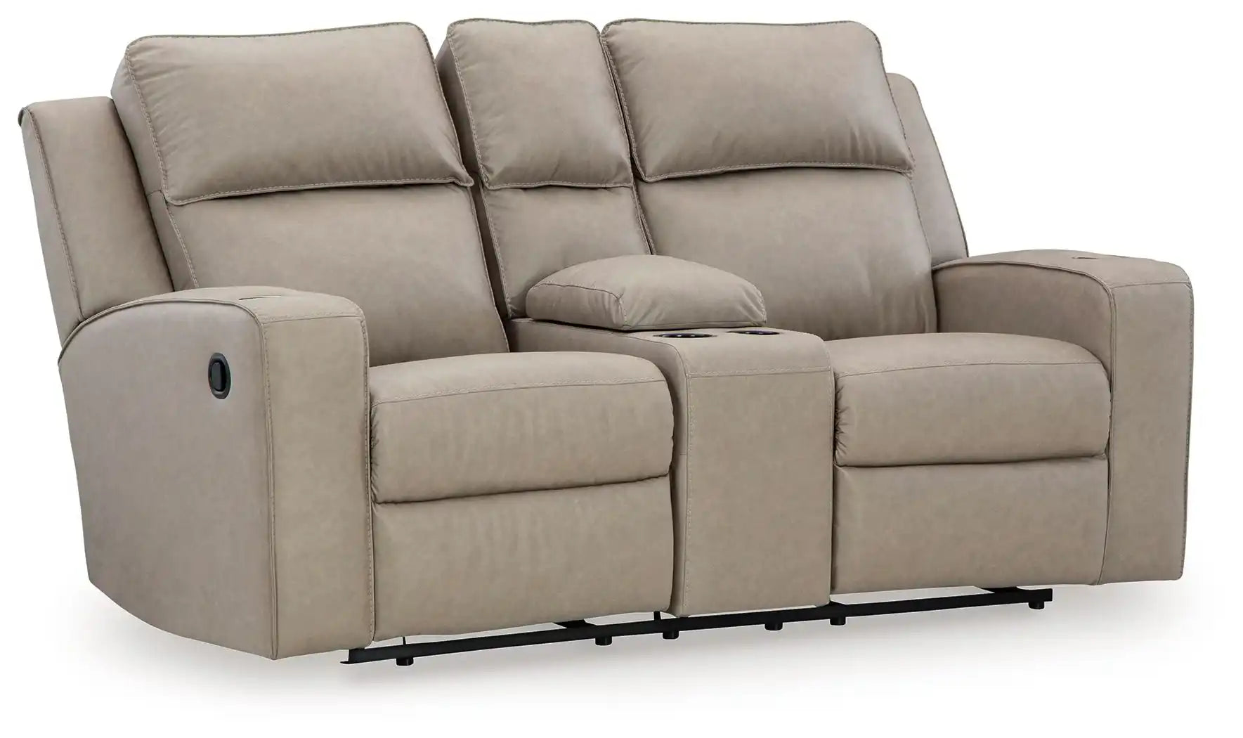 Lavenhorne - Dbl Rec Loveseat W/Console - Pebble - Best Buy Furniture