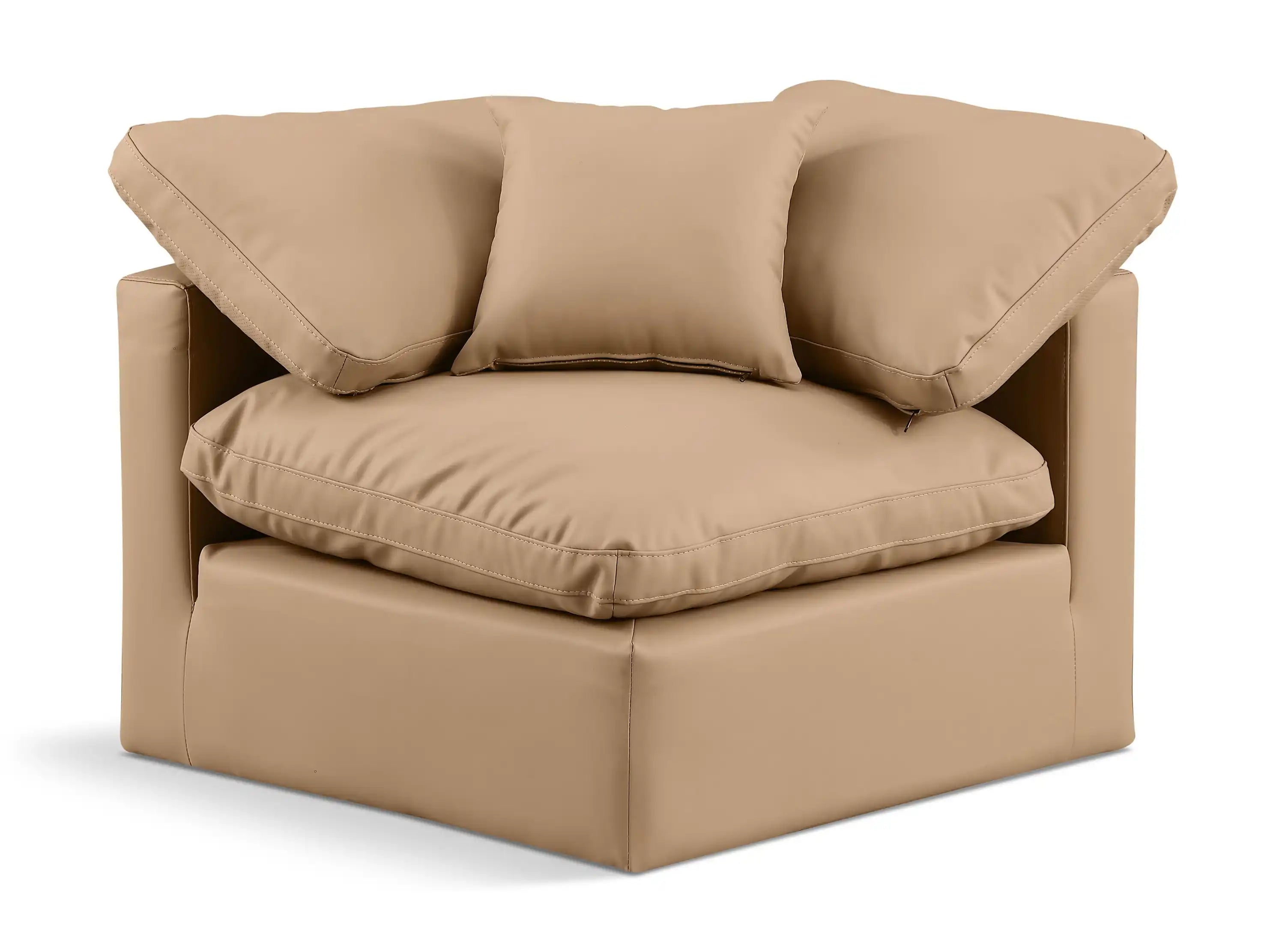 Indulge - Faux Leather Corner Chair - Tan - Best Buy Furniture