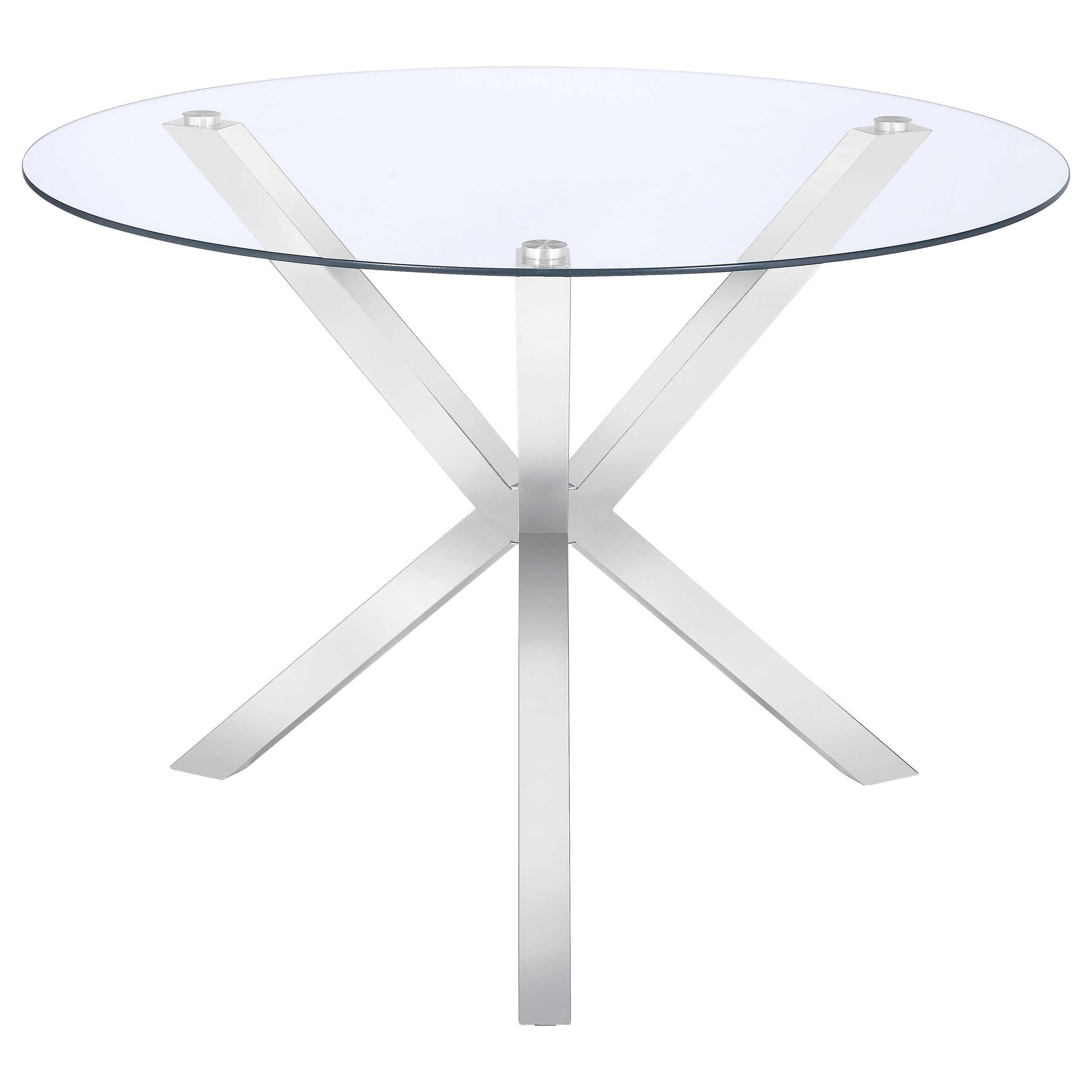 Vance Round 41-inch Glass Top Asterisk Dining Table Chrome-CoasterEveryday