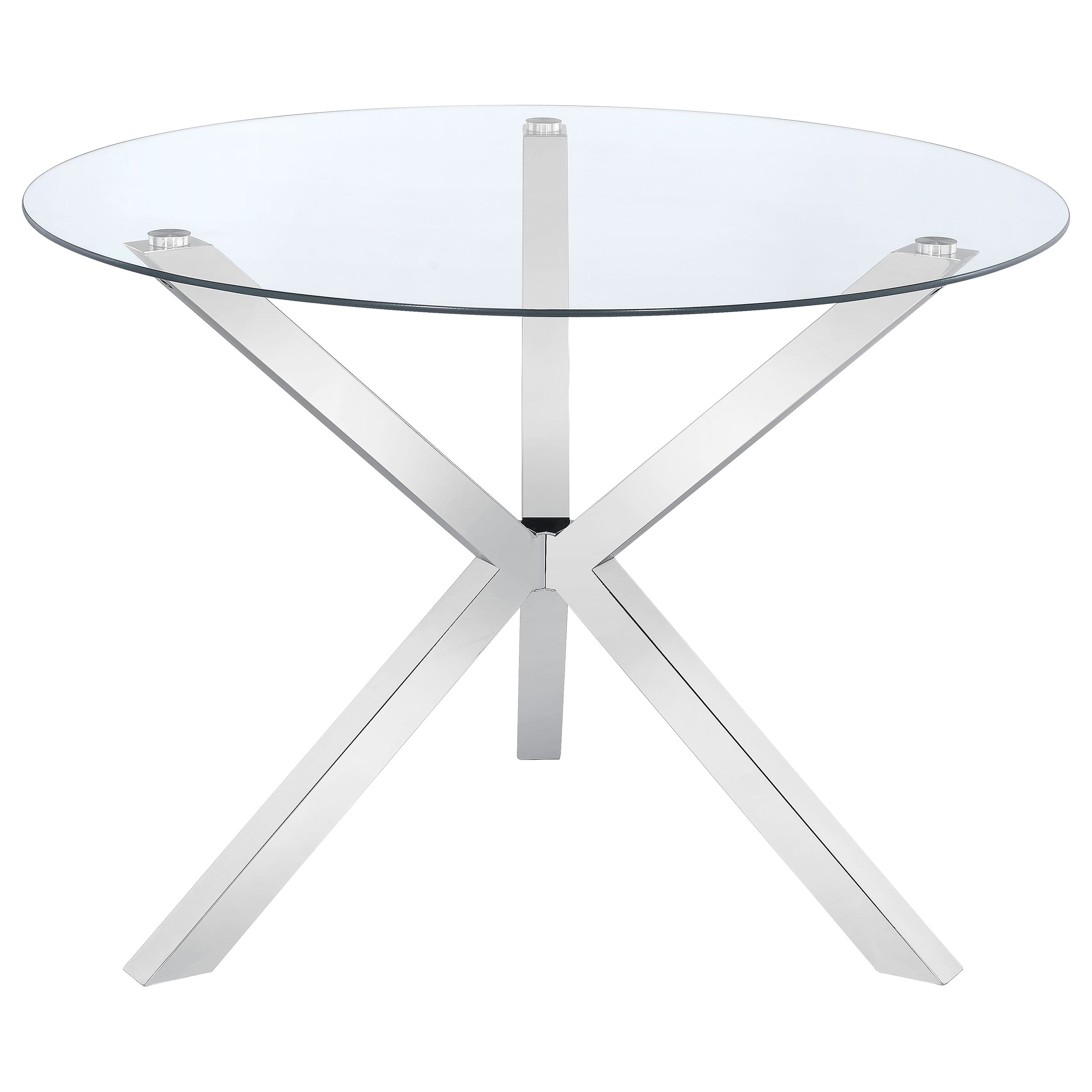 Vance Round 41-inch Glass Top Asterisk Dining Table Chrome-CoasterEveryday