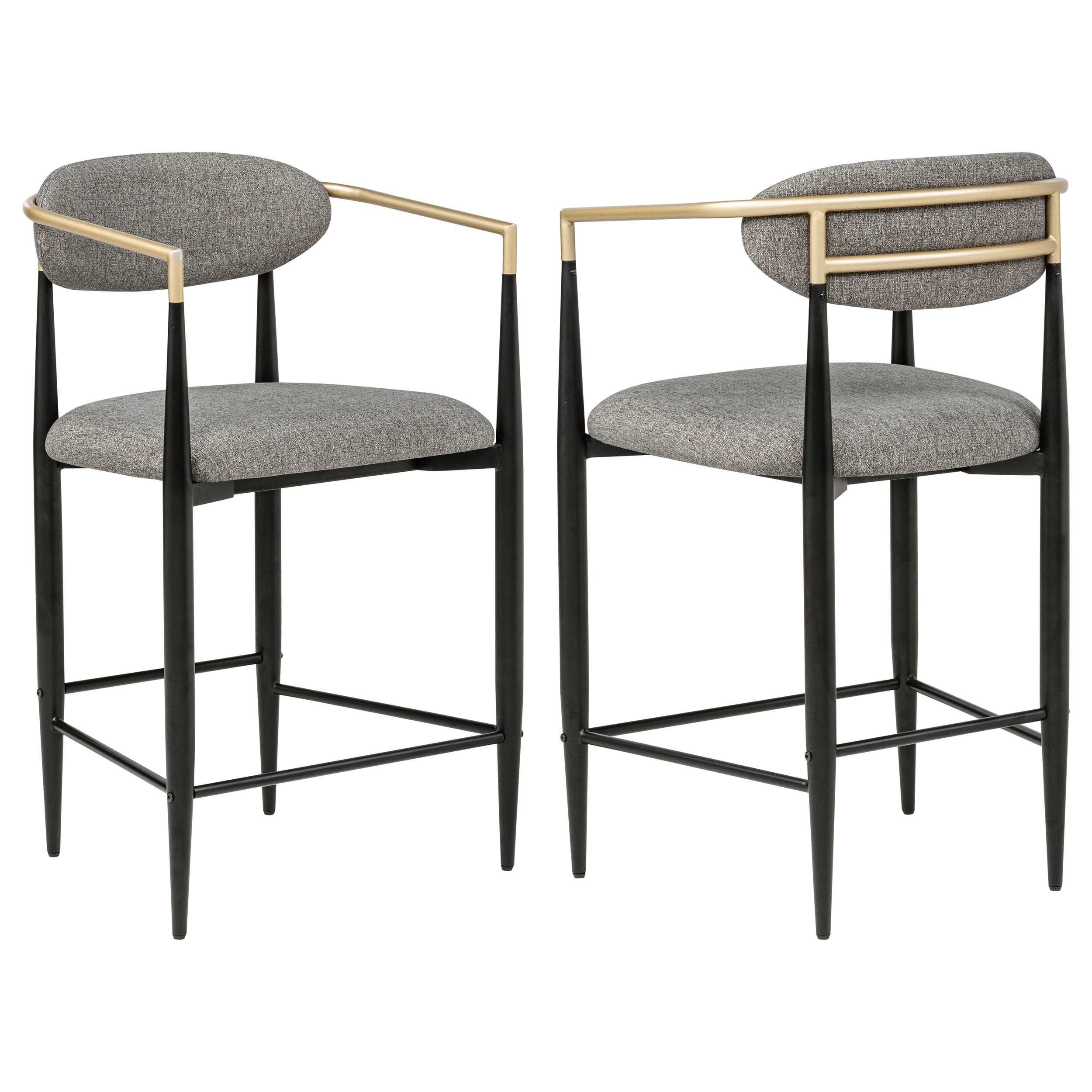Tina Fabric Upholstered Counter Chair Dark Grey (Set of 2)-