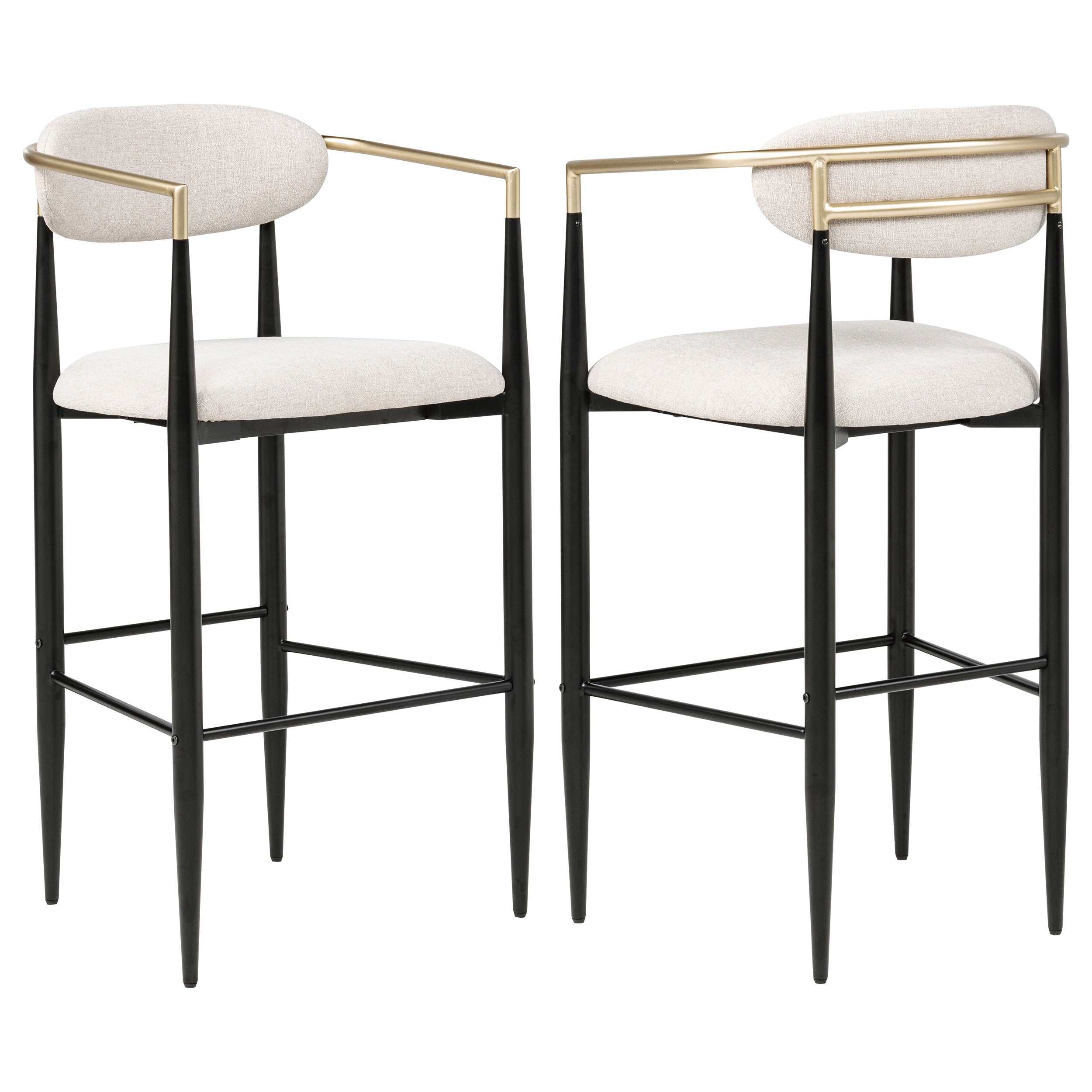 Tina Fabric Upholstered Bar Chair Beige (Set of 2)-