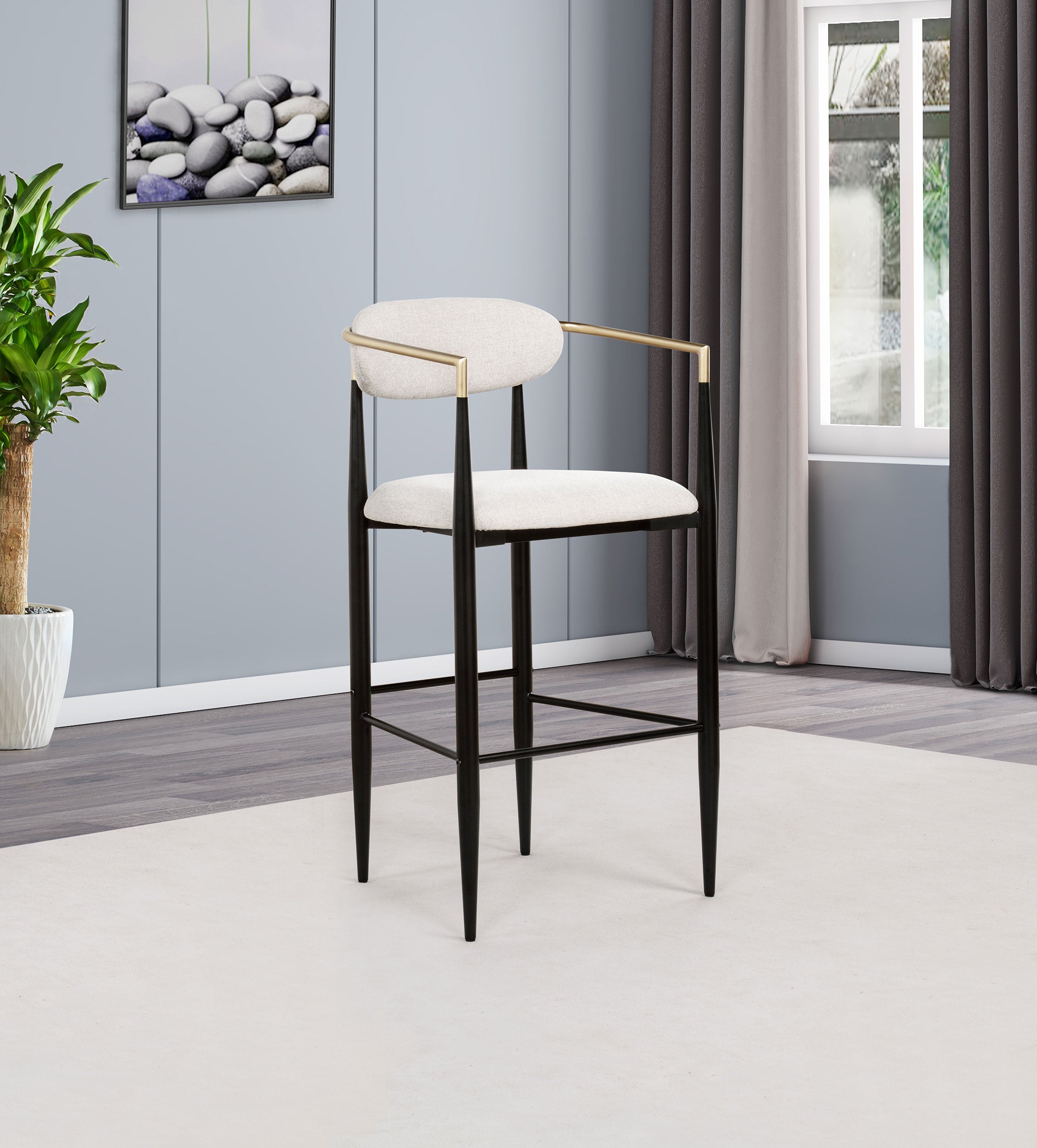 Tina Fabric Upholstered Bar Chair Beige (Set of 2)-
