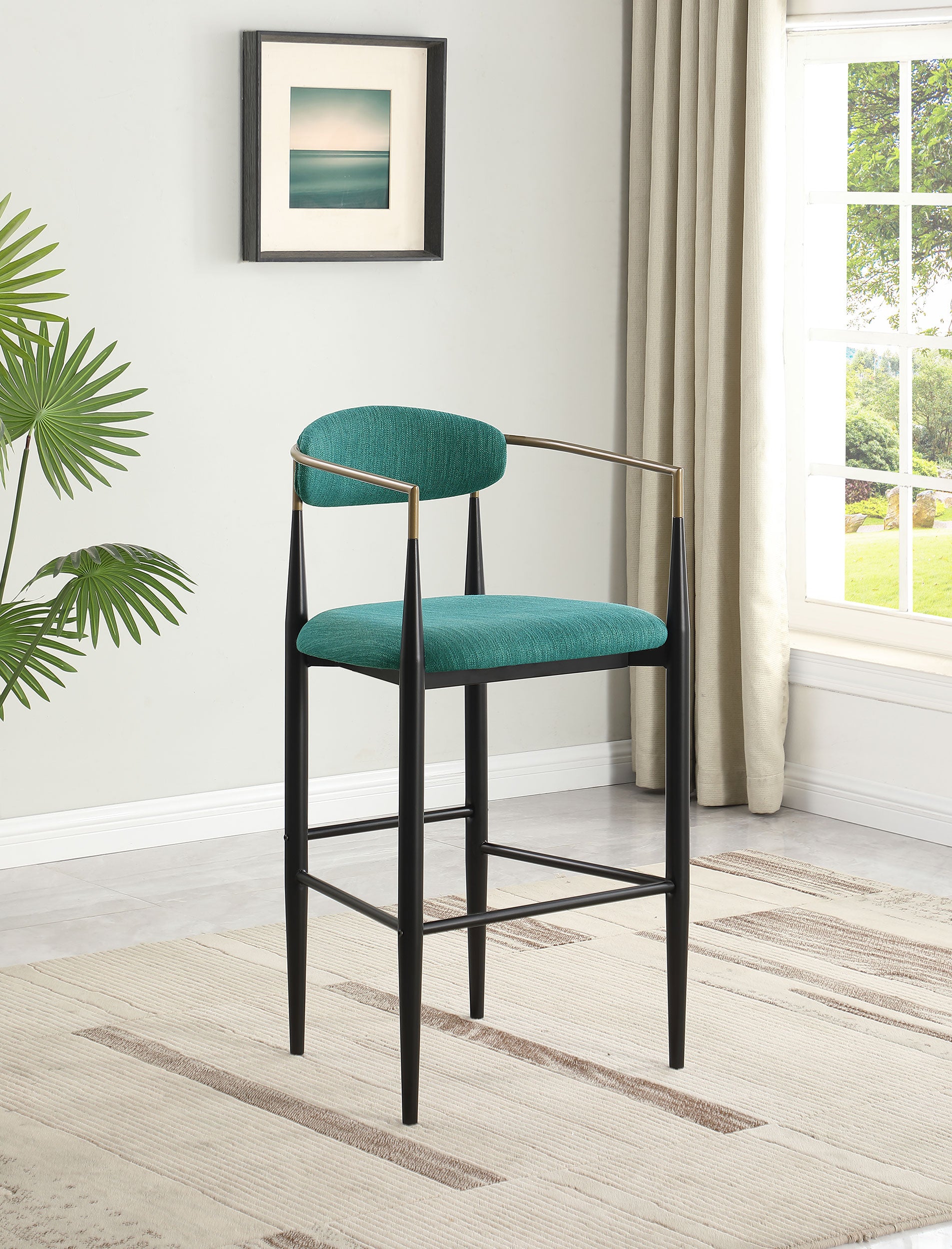 Tina Fabric Upholstered Bar Chair Green (Set of 2)-